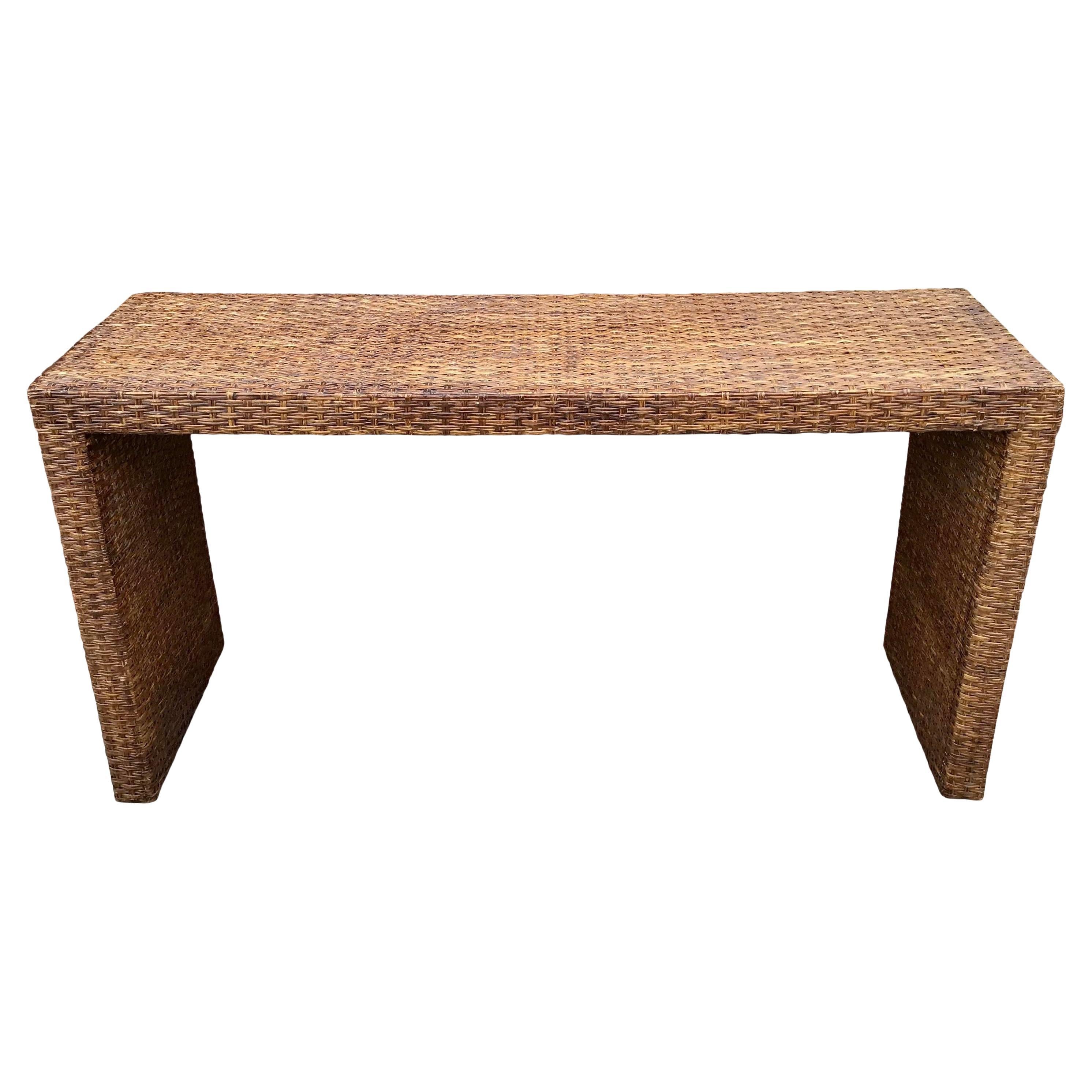 Steel and Rattan Console Table For Sale at 1stDibs