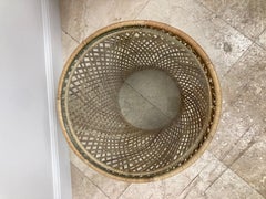 Boho Chic Rattan Drum Cocktail Table -2