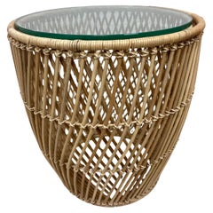 Boho Chic Rattan Drum Cocktail Table -2