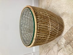 Boho Chic Rattan Drum Cocktail Table -3