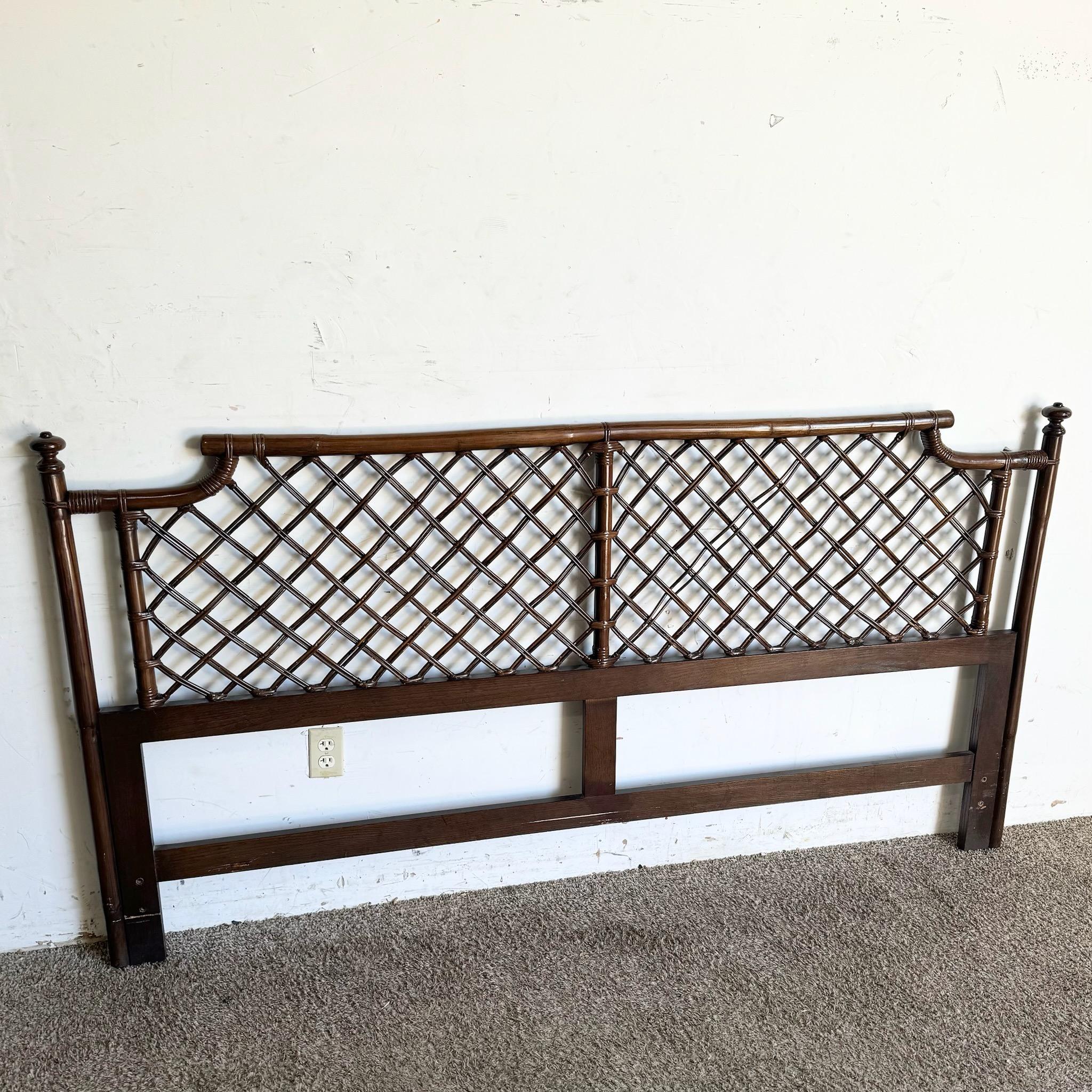 Philippine Boho Chic Rattan King Headboard For Sale