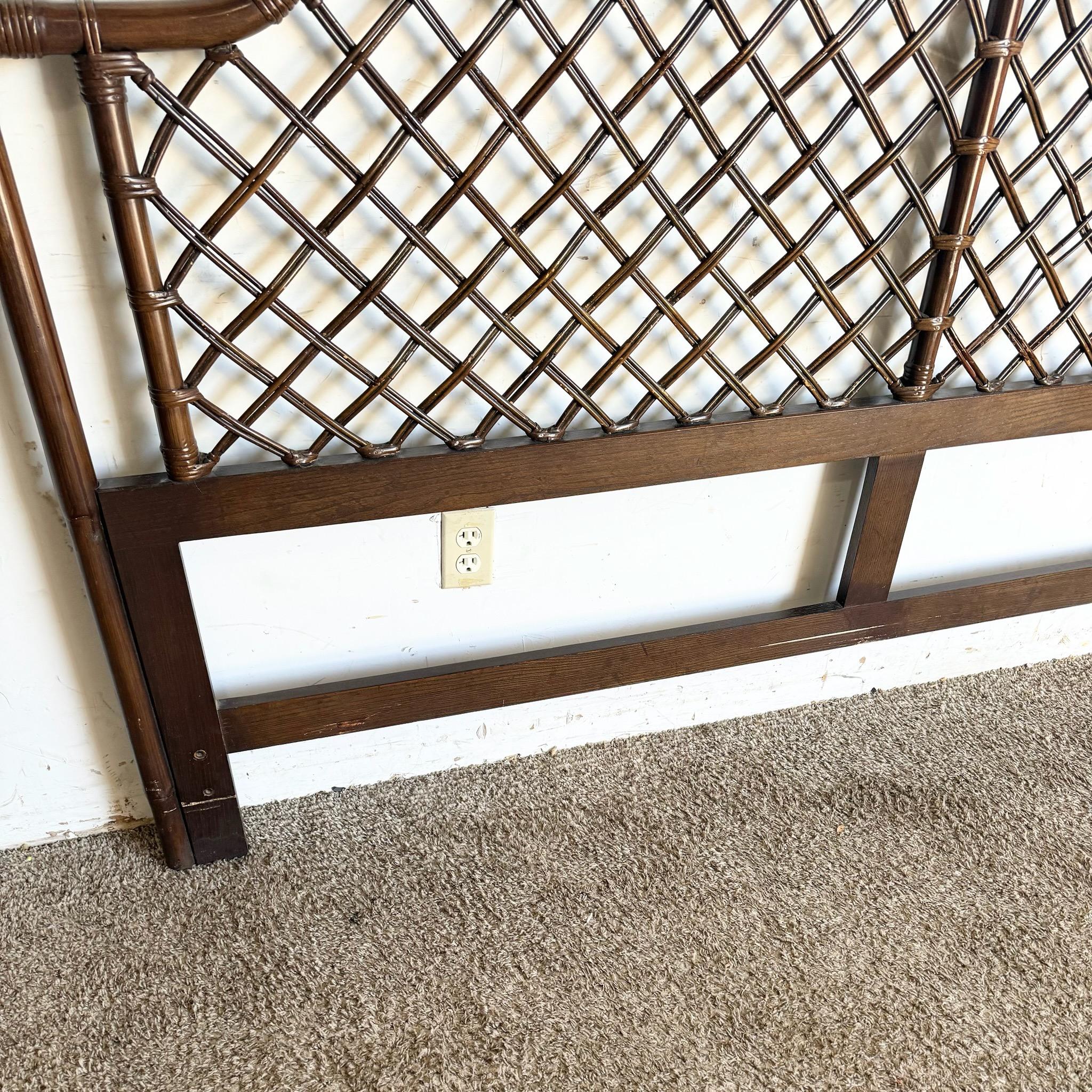 Boho Chic Rattan King Headboard In Good Condition For Sale In Delray Beach, FL