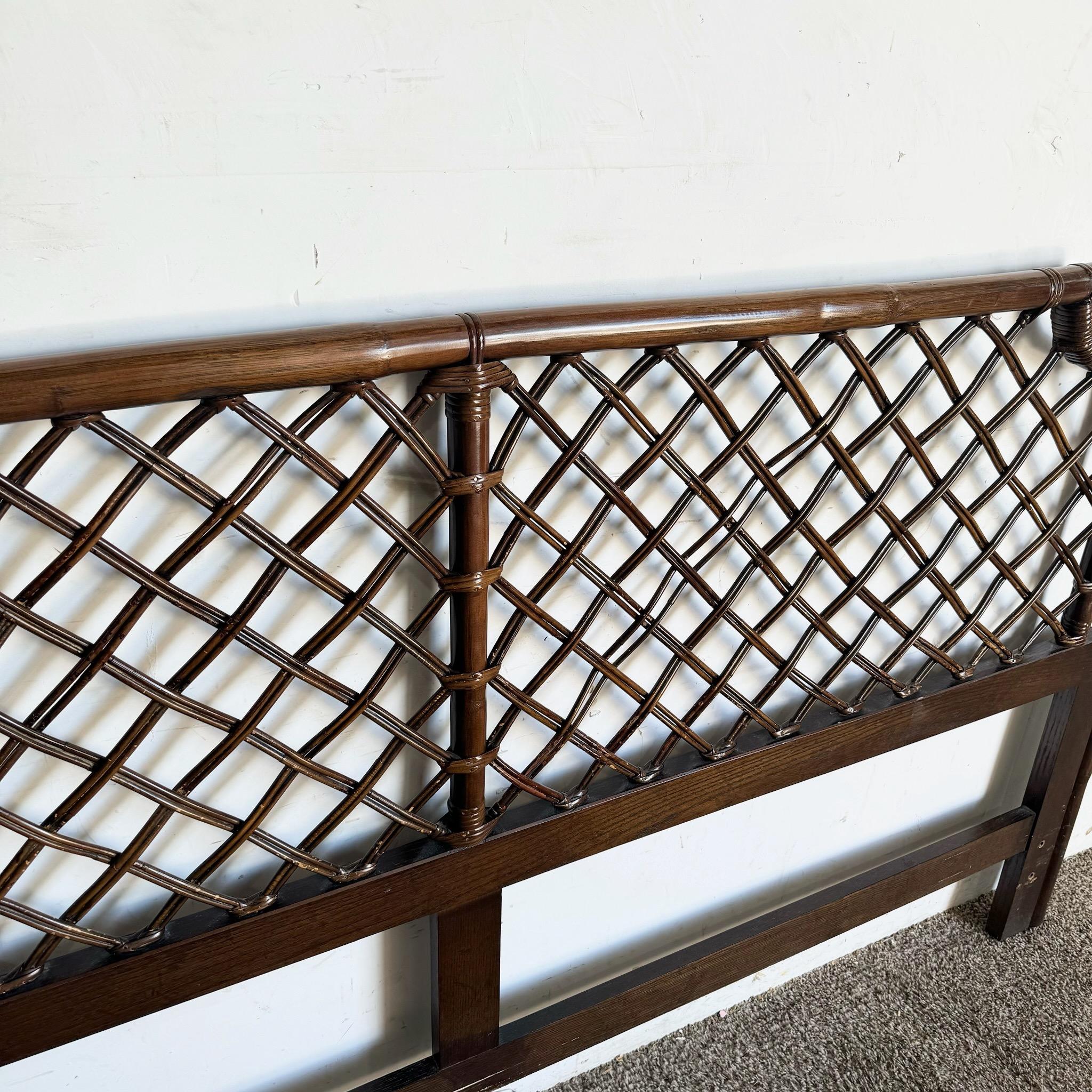 Boho Chic Rattan King Headboard For Sale 1