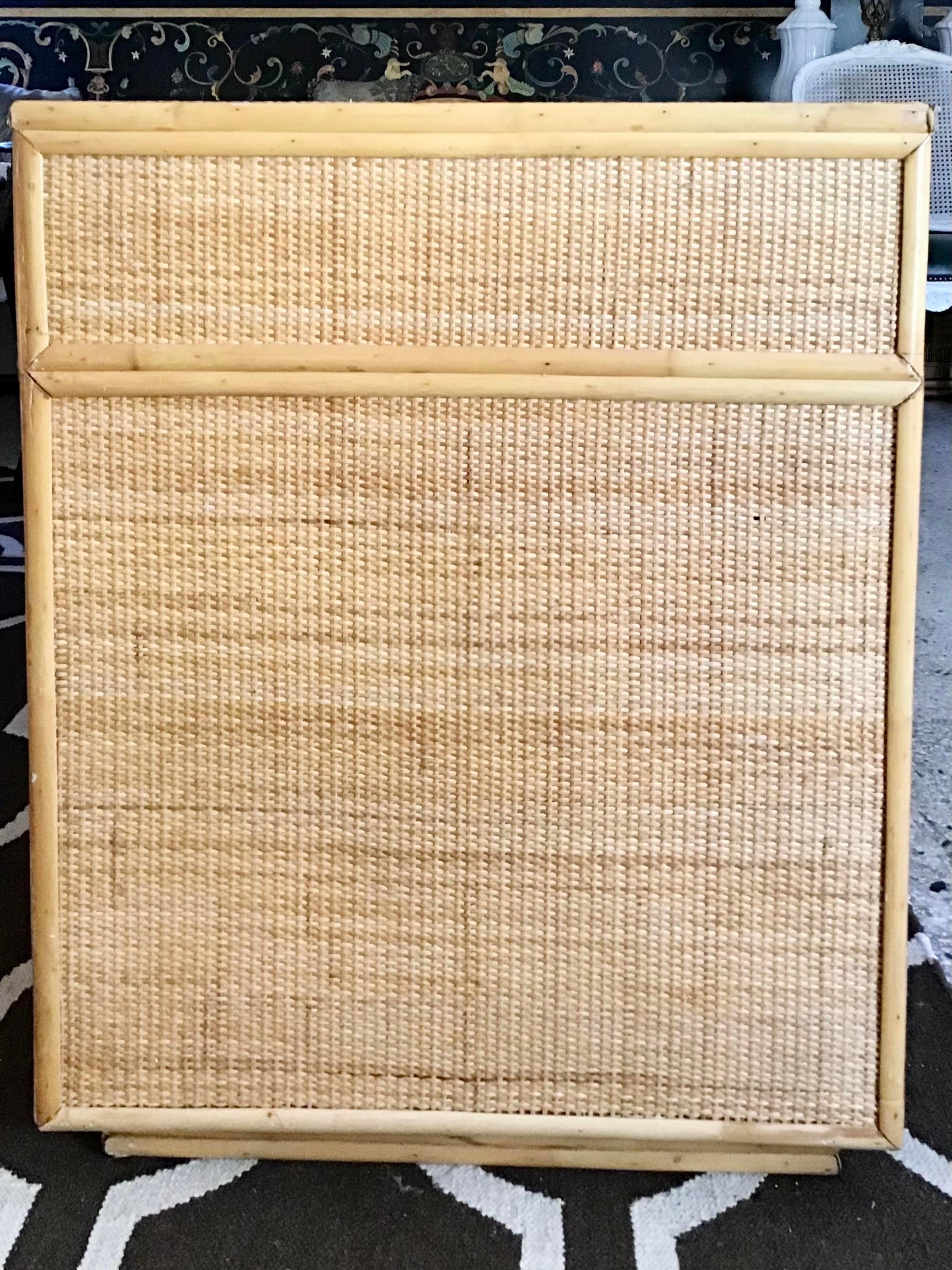 Boho Chic Rattan Large Writing Desk In Good Condition In Los Angeles, CA