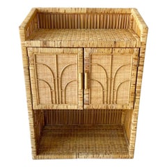Armoire/Bar Boho Chic en bambou tressé et rotin