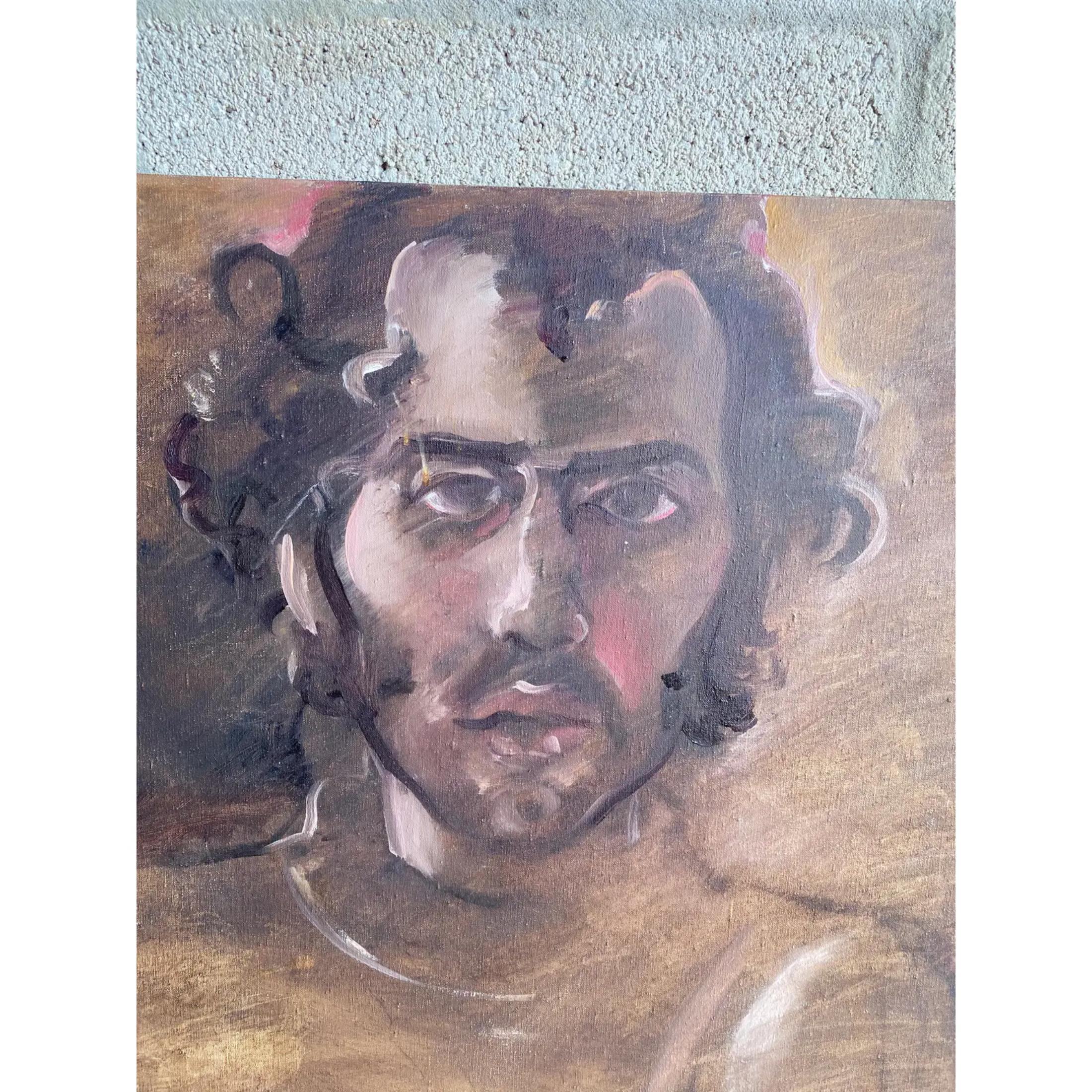 Bohème Peinture à l'huile signée Regone Pierokkis, style Boho Chic en vente