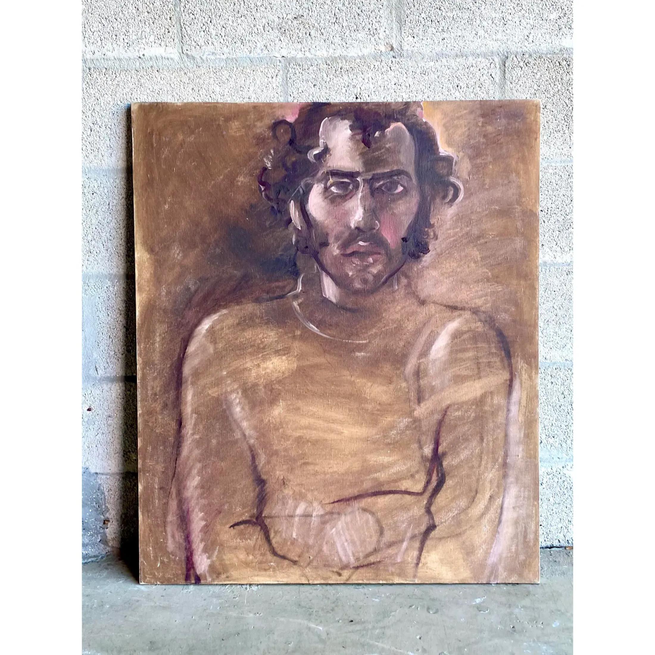 American Boho Chic Regone Pierokkis Signed Oil Painting For Sale