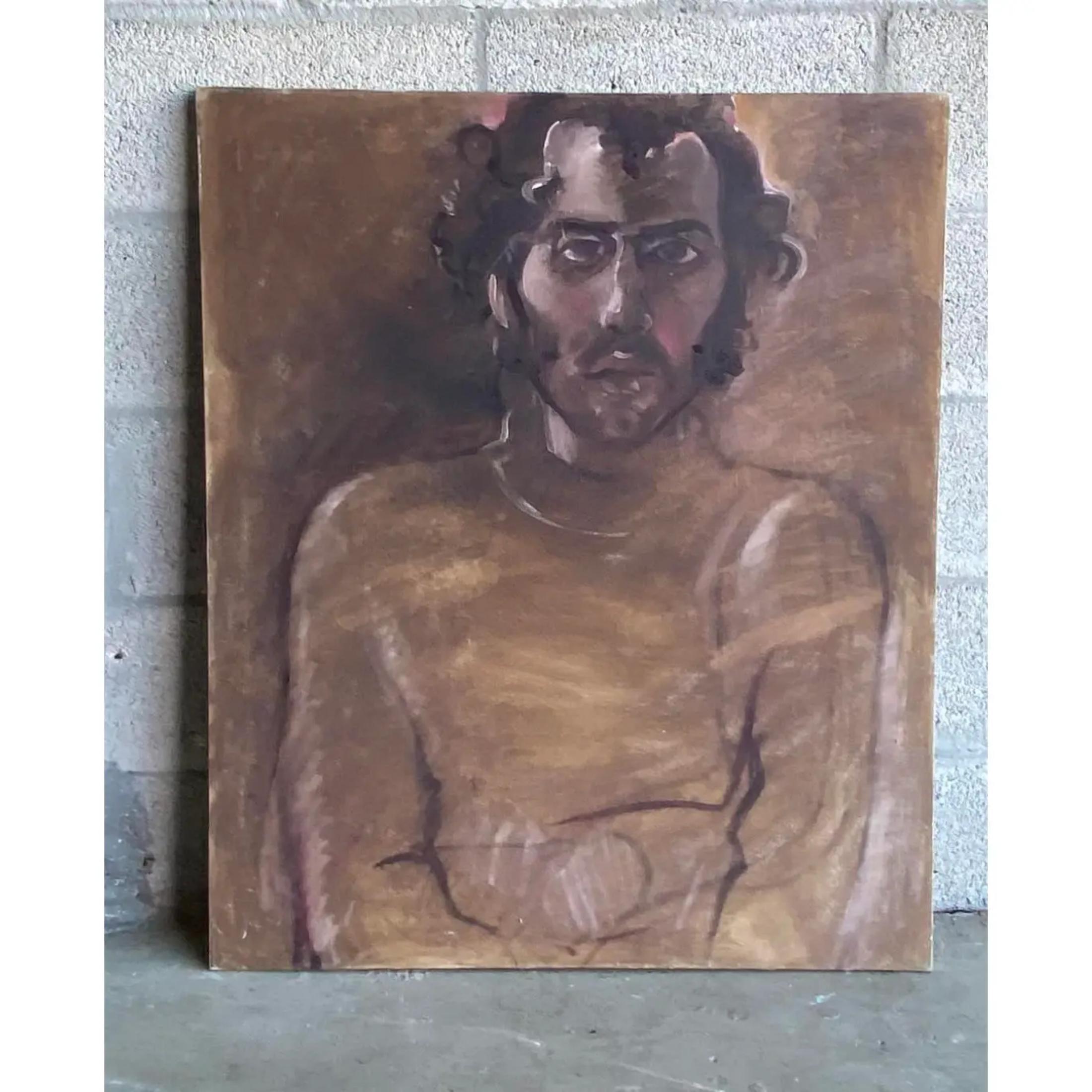 Boho Chic Regone Pierokkis Signed Oil Painting For Sale 2