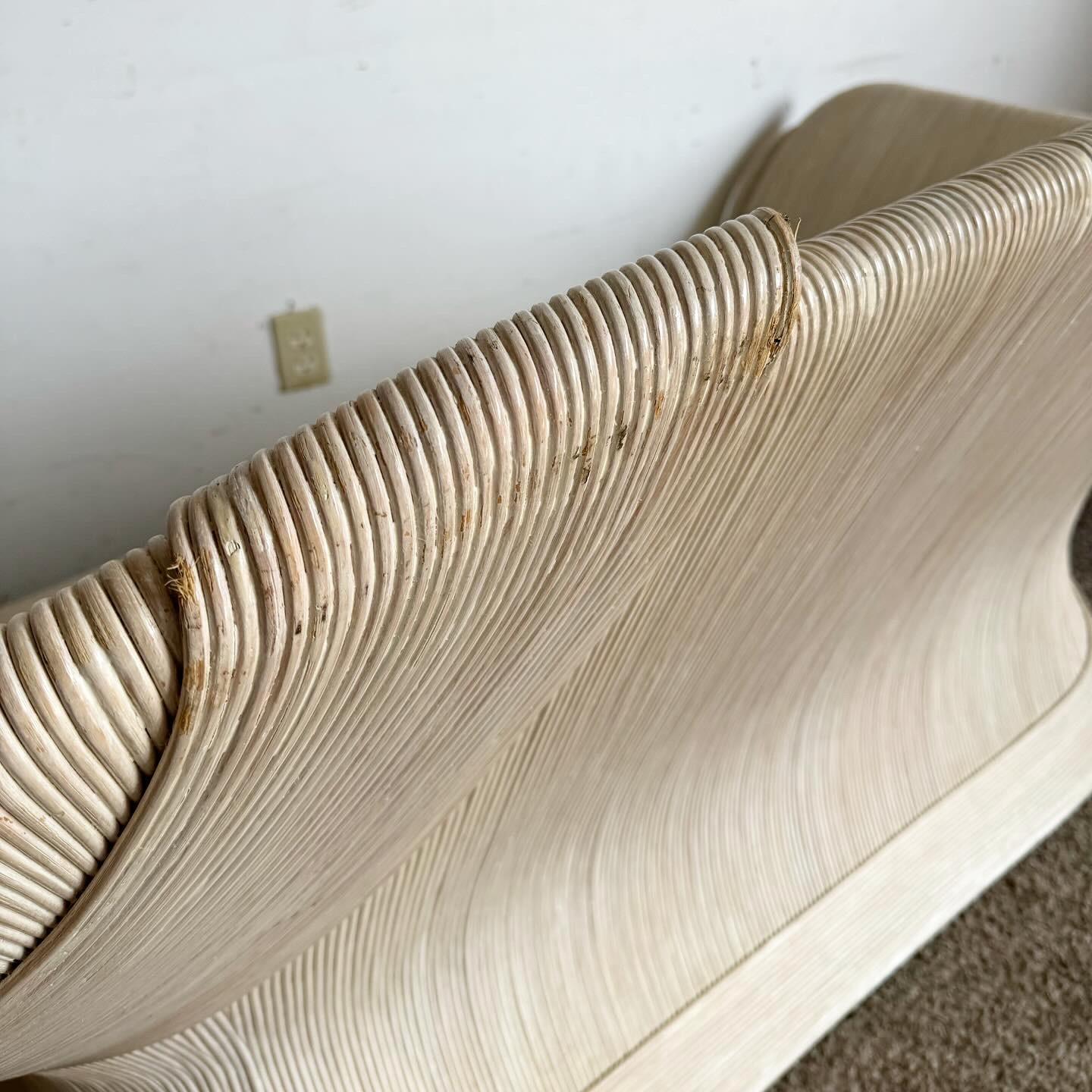 Boho Chic Ribbon Pencil Reed Love Seat For Sale 5