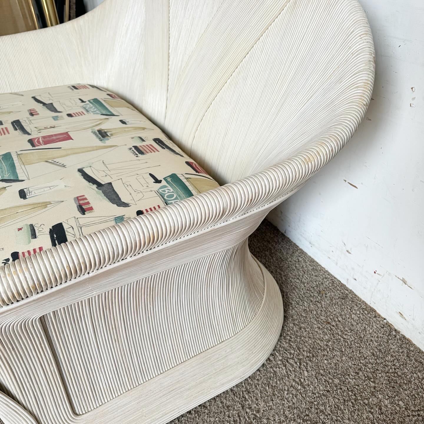 Late 20th Century Boho Chic Ribbon Pencil Reed Love Seat For Sale