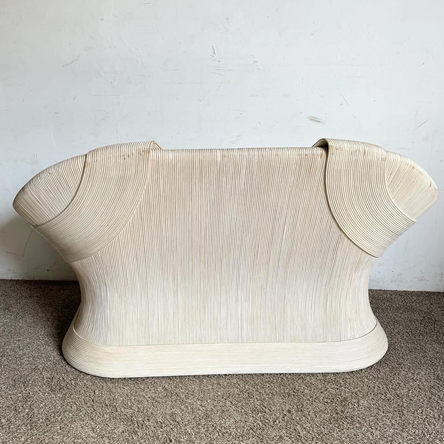Boho Chic Ribbon Pencil Reed Love Seat For Sale 2