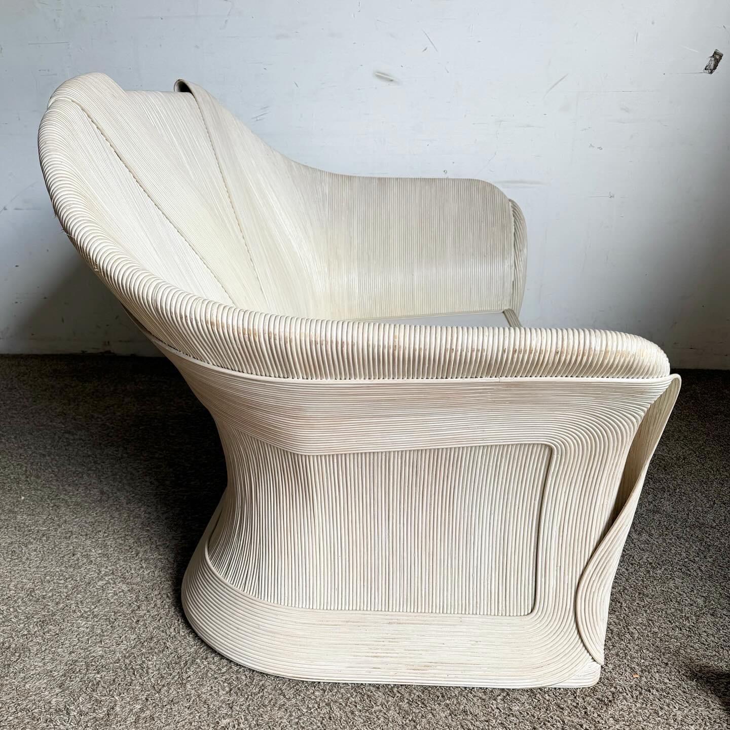Boho Chic Ribbon Pencil Reed Love Seat For Sale 3