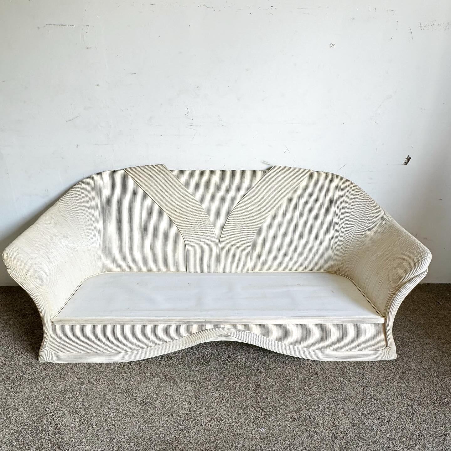 Boho Chic Ribbon Pencil Reed Sofa In Good Condition In Delray Beach, FL
