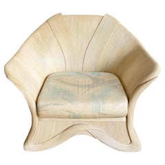 Boho Chic Sculpted Pencil Reed Ribbon Lounge Chair