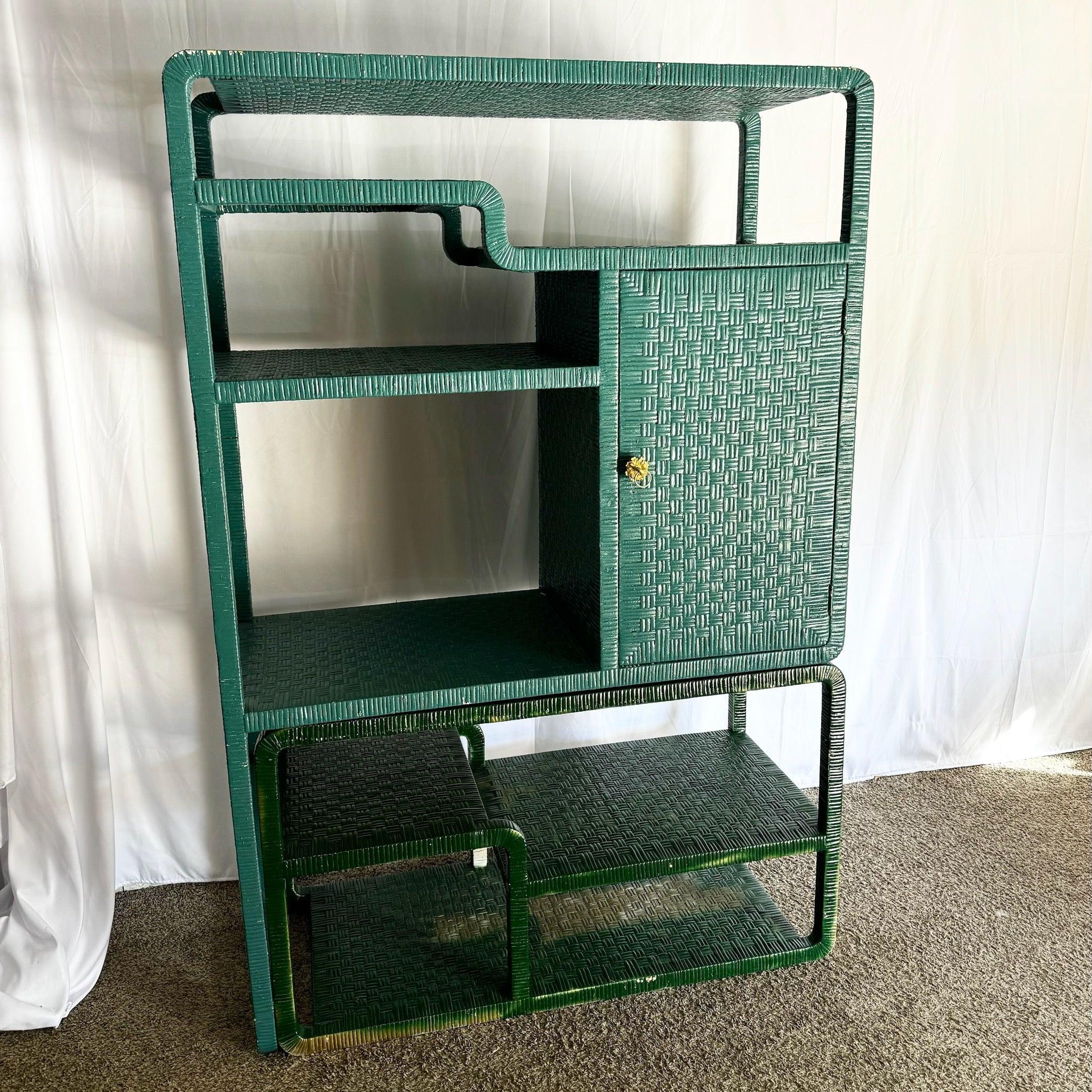 Vimini Etagere/libreria allungabile in vimini scolpito Boho Chic - 2 pezzi in vendita