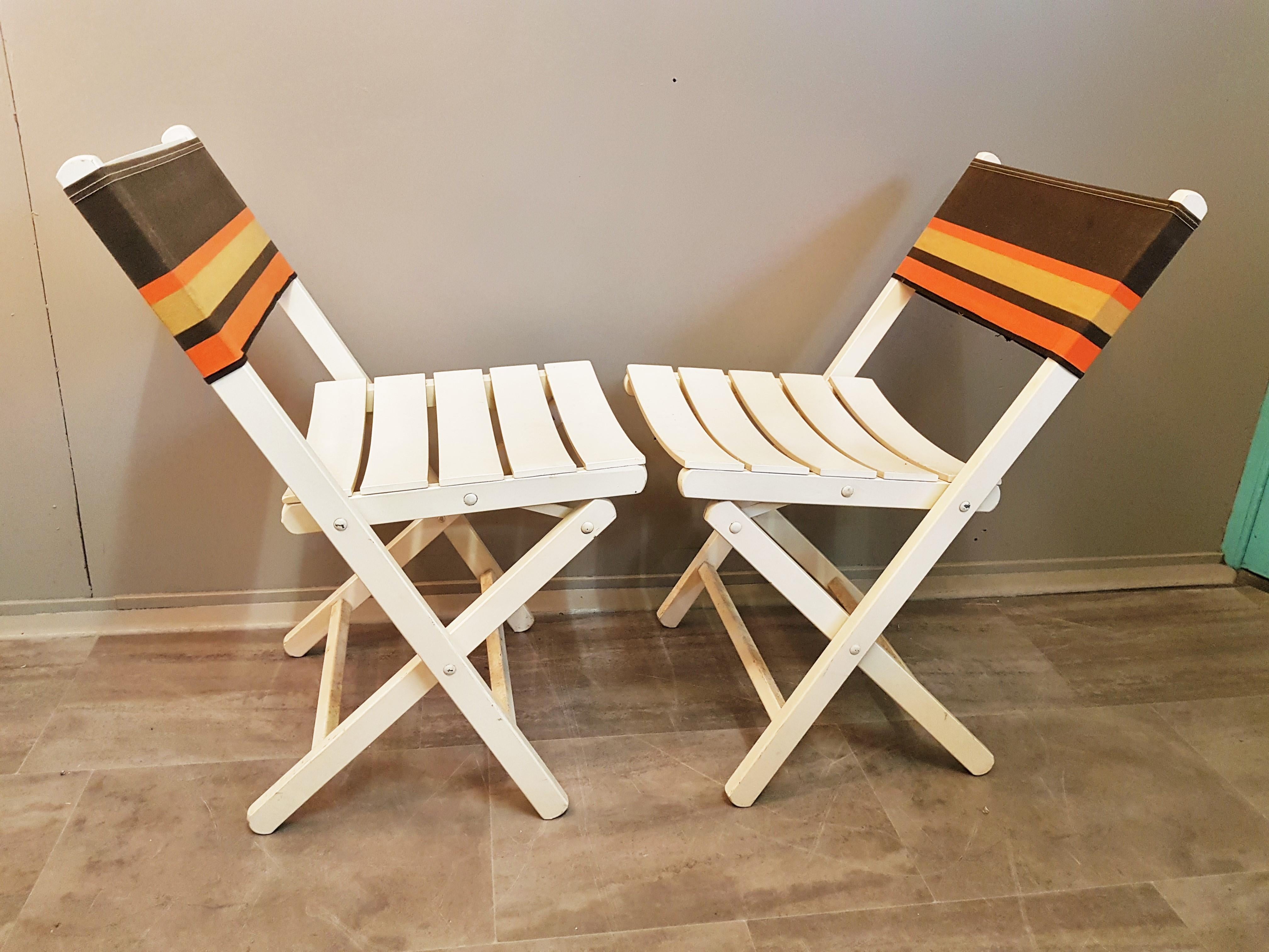 Boho Chic Set of 6 Midcentury Folding Chairs, France, 1960s For Sale 6