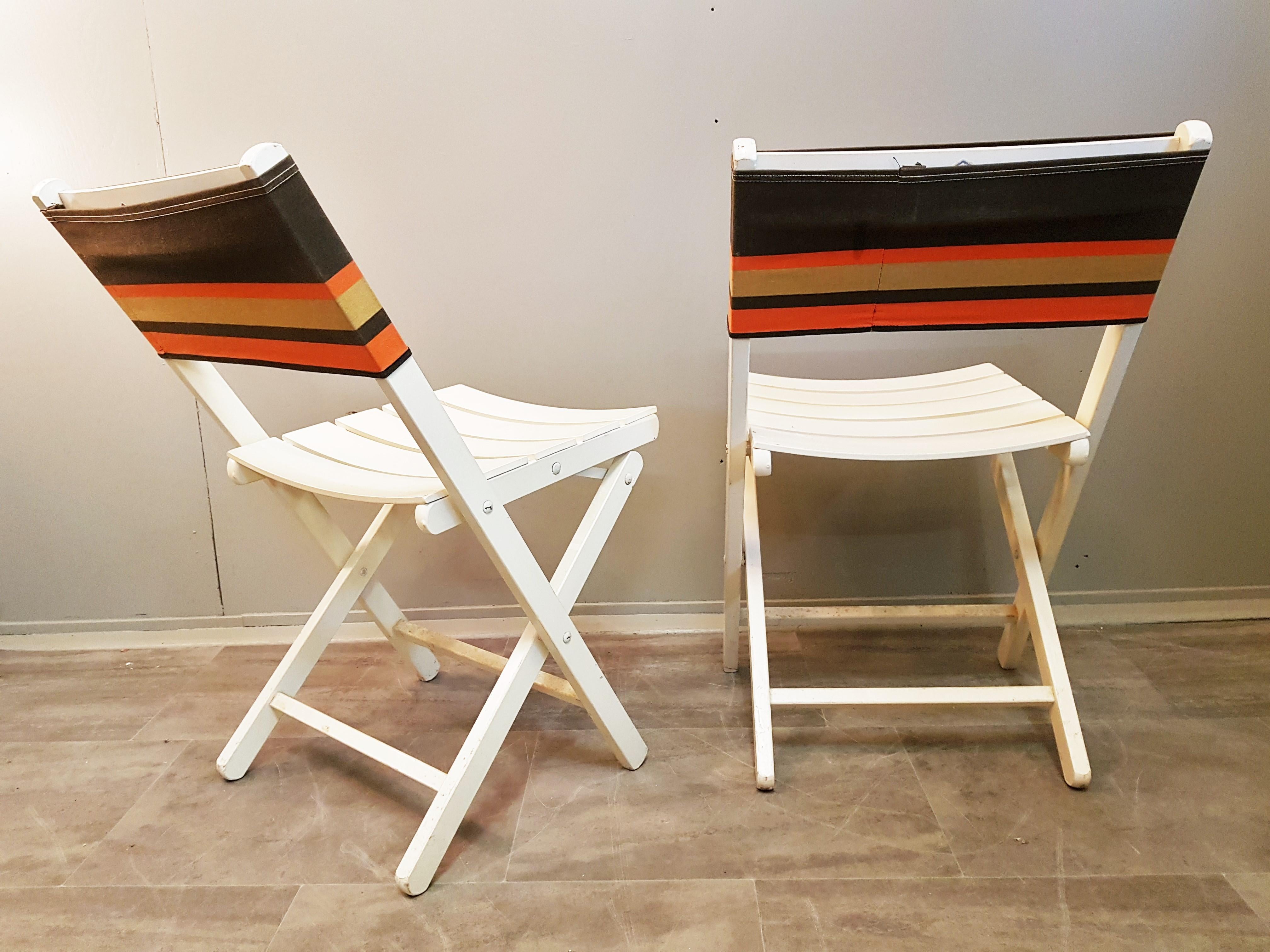 Boho Chic Set of 6 Midcentury Folding Chairs, France, 1960s For Sale 7