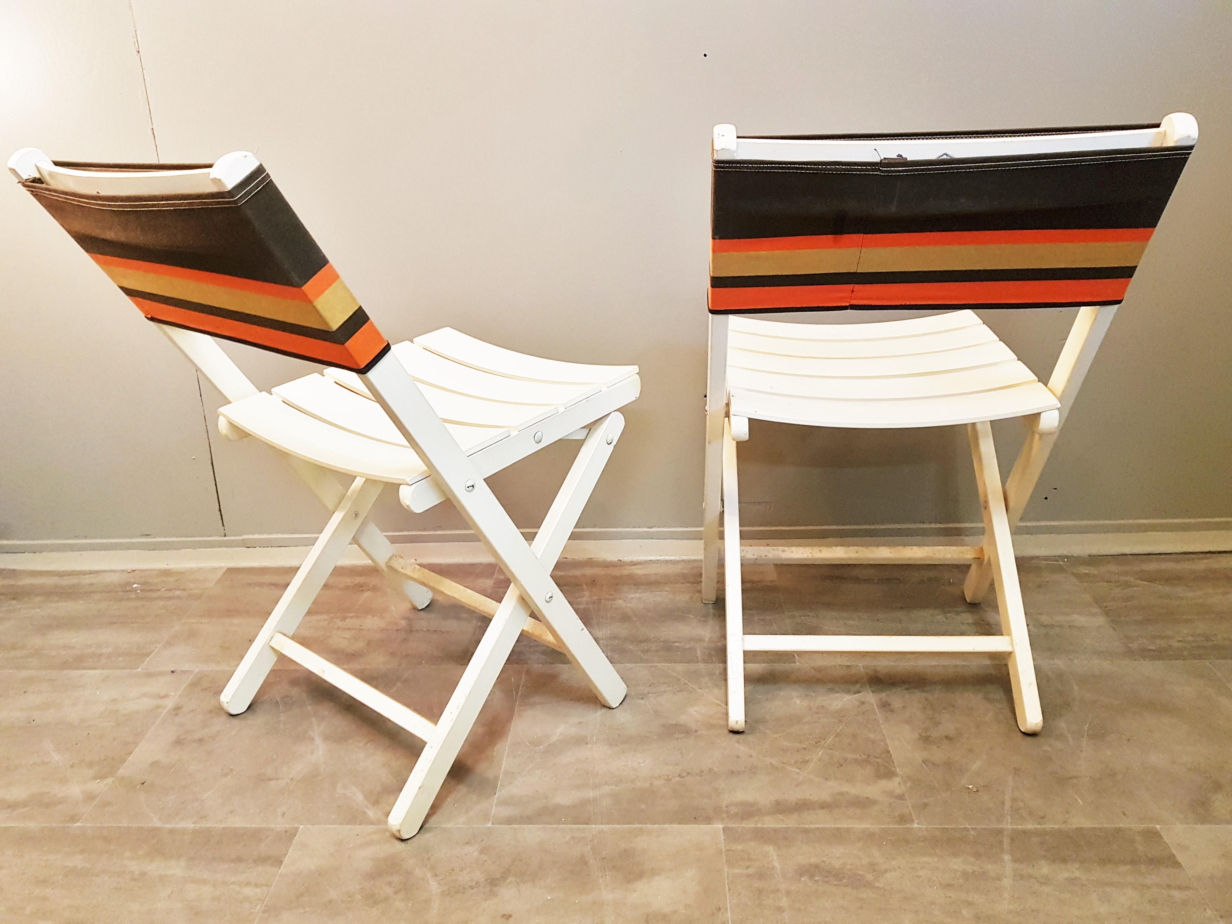 Boho Chic Set of 6 Midcentury Folding Chairs, France, 1960s For Sale 8