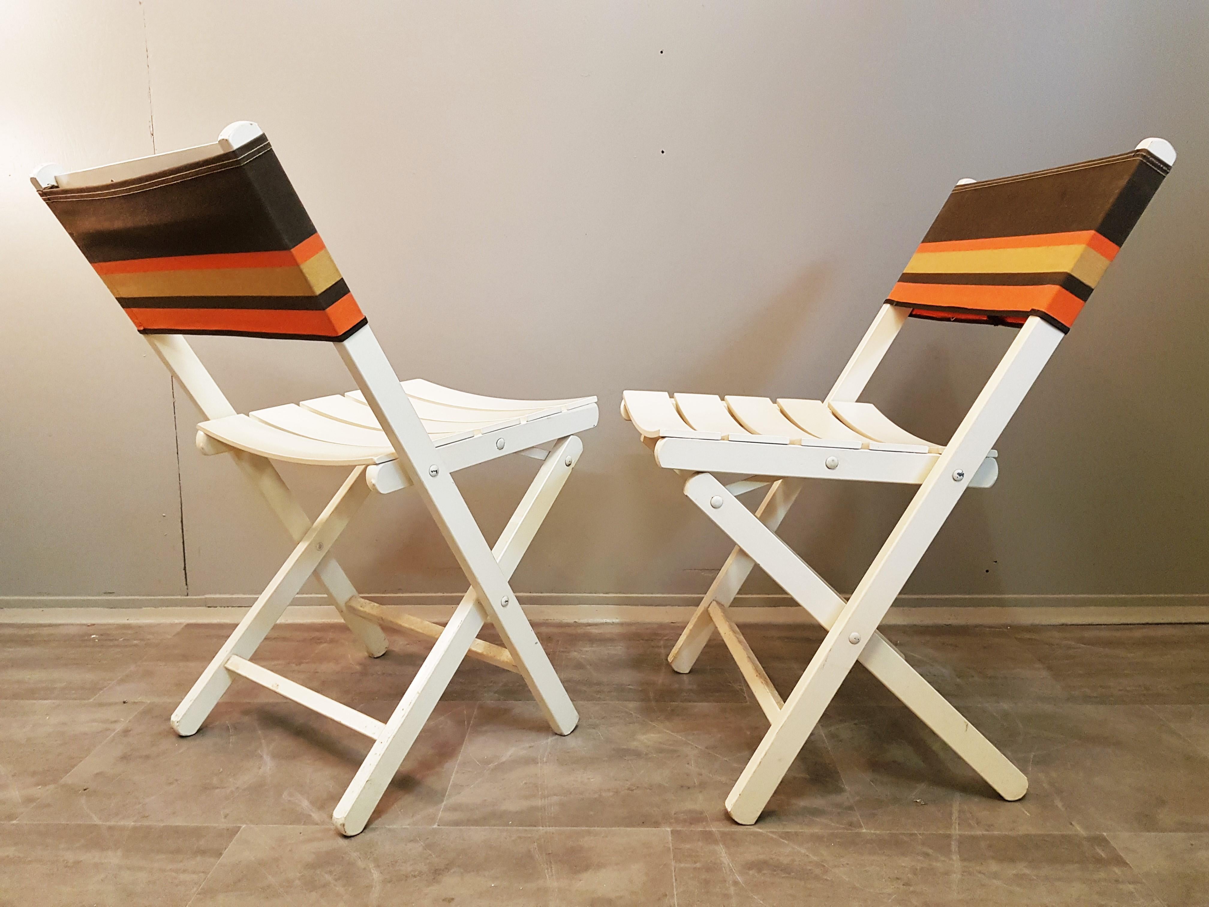 Boho Chic Set of 6 Midcentury Folding Chairs, France, 1960s For Sale 9