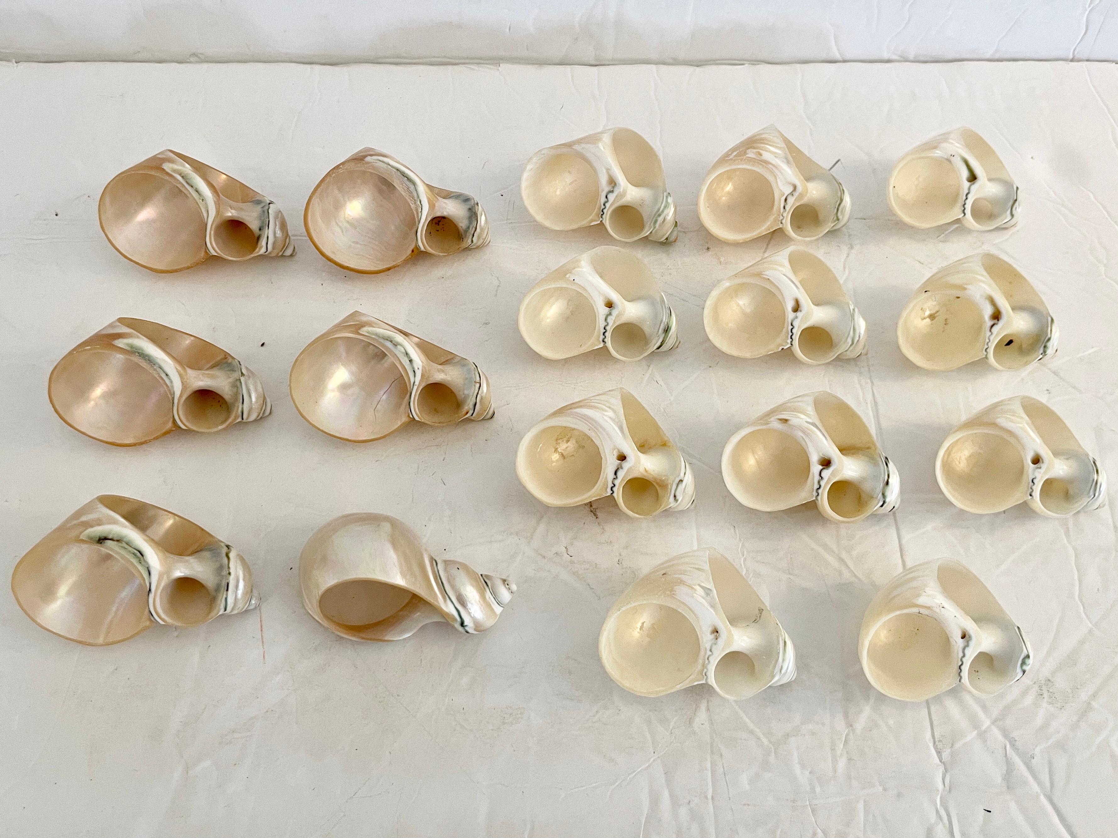Late 20th Century Boho Chic Shell Napkin Rings, Set of 17