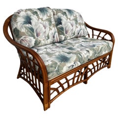 Boho Chic South Sea Rattan Collection Upholstered Loveseat