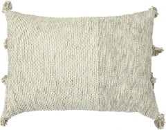Boho Chic Style Contemporary Wool and Cotton Pillow In Beige