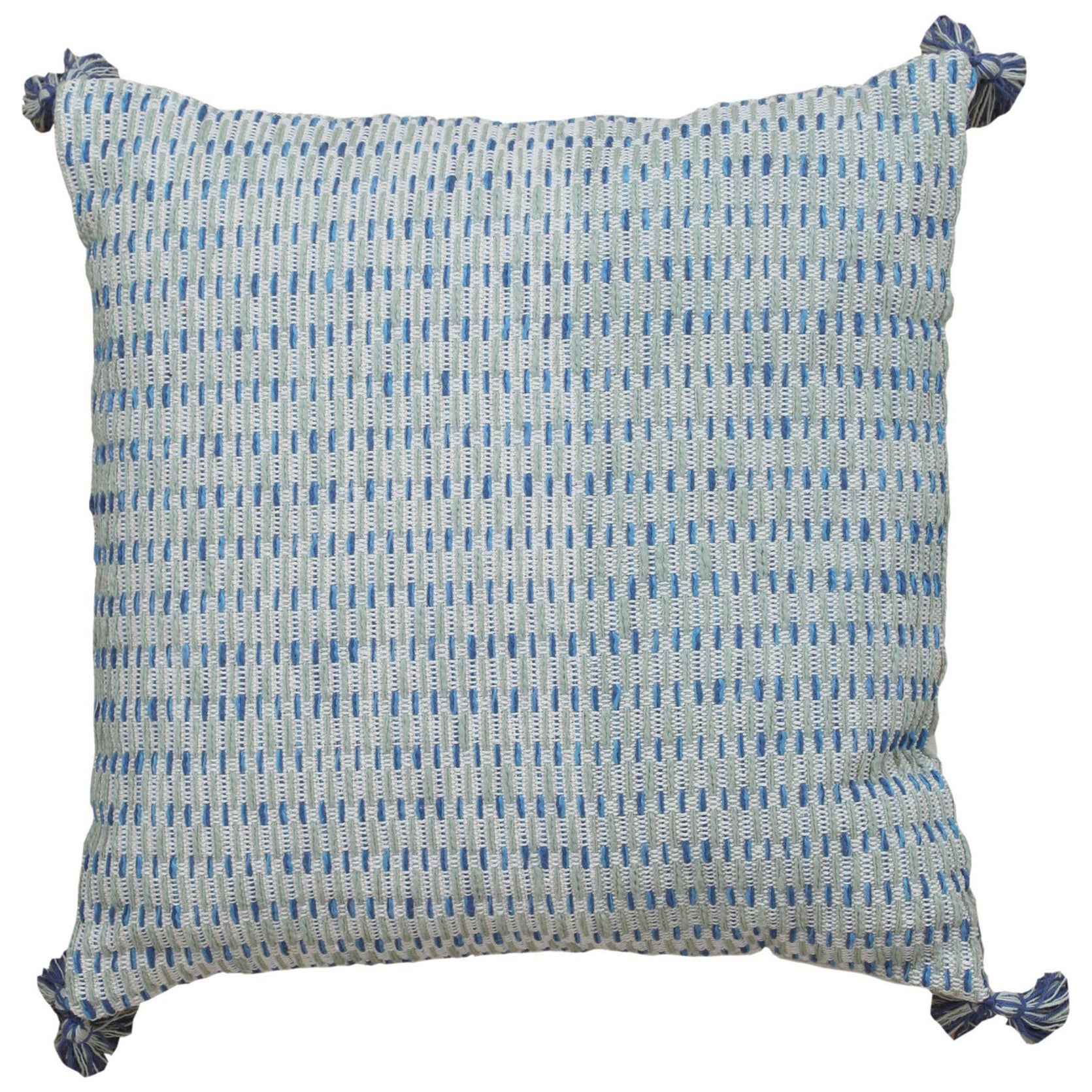 Cojín moderno de lana y algodón de estilo boho chic en gris y azul en venta