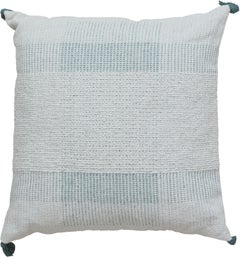 Boho Chic Style Modern Wool and Cotton Pillow In Ivory