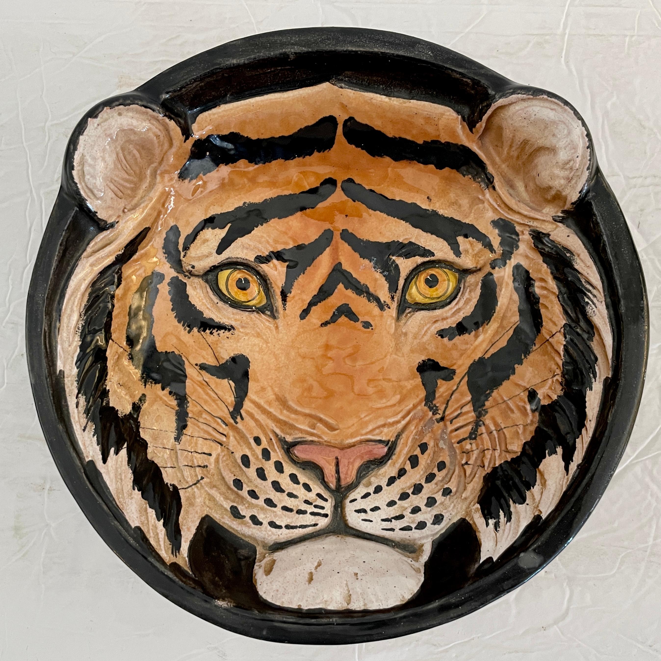 Fun ceramic Boho Chic serving bowl of a tiger face paint and motifs. Great addition to your bar and parties. This is part of a 4 series animal bowls, find them on our listings and collect them all!.