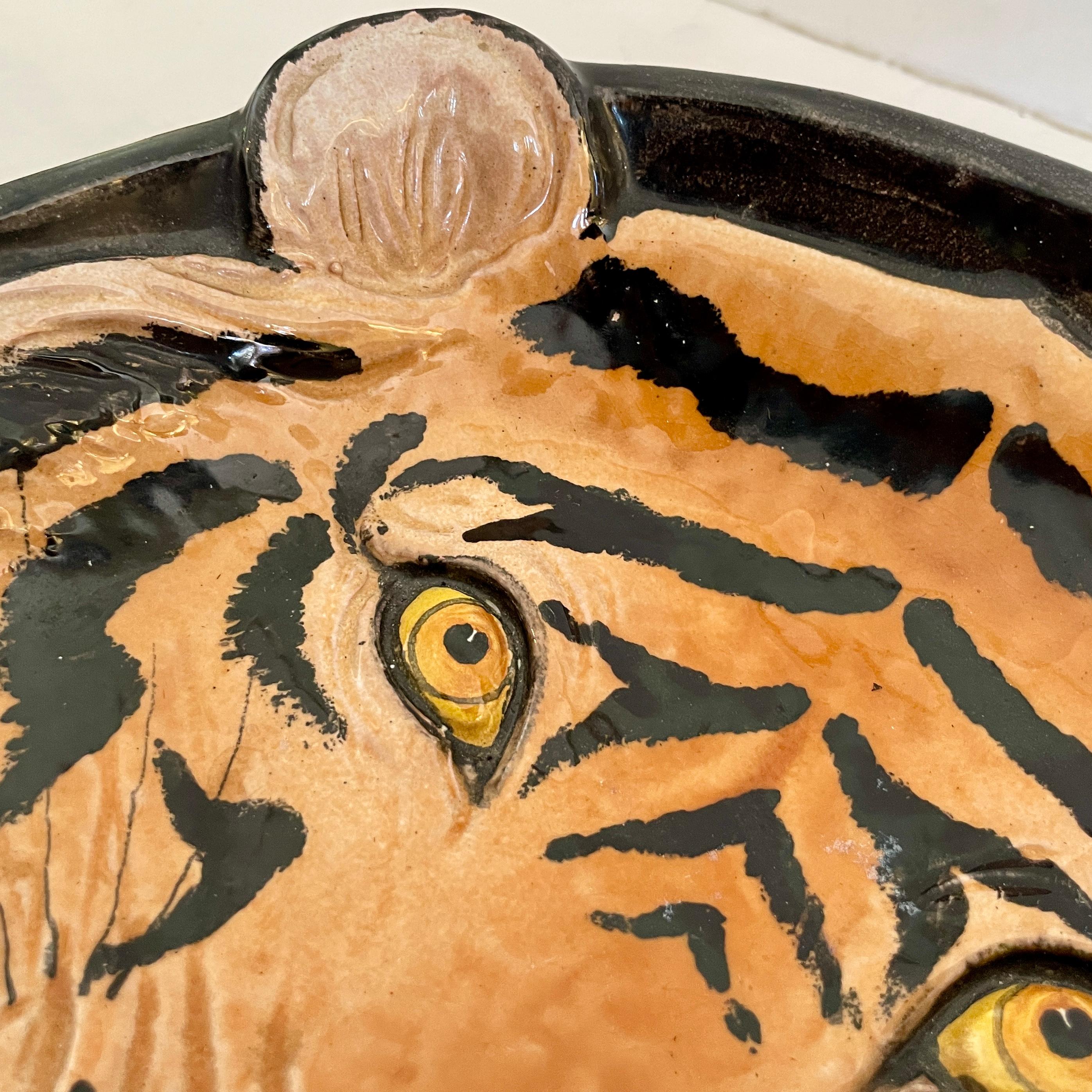 Mid-20th Century Boho Chic Tiger Ceramic Serving Bowl