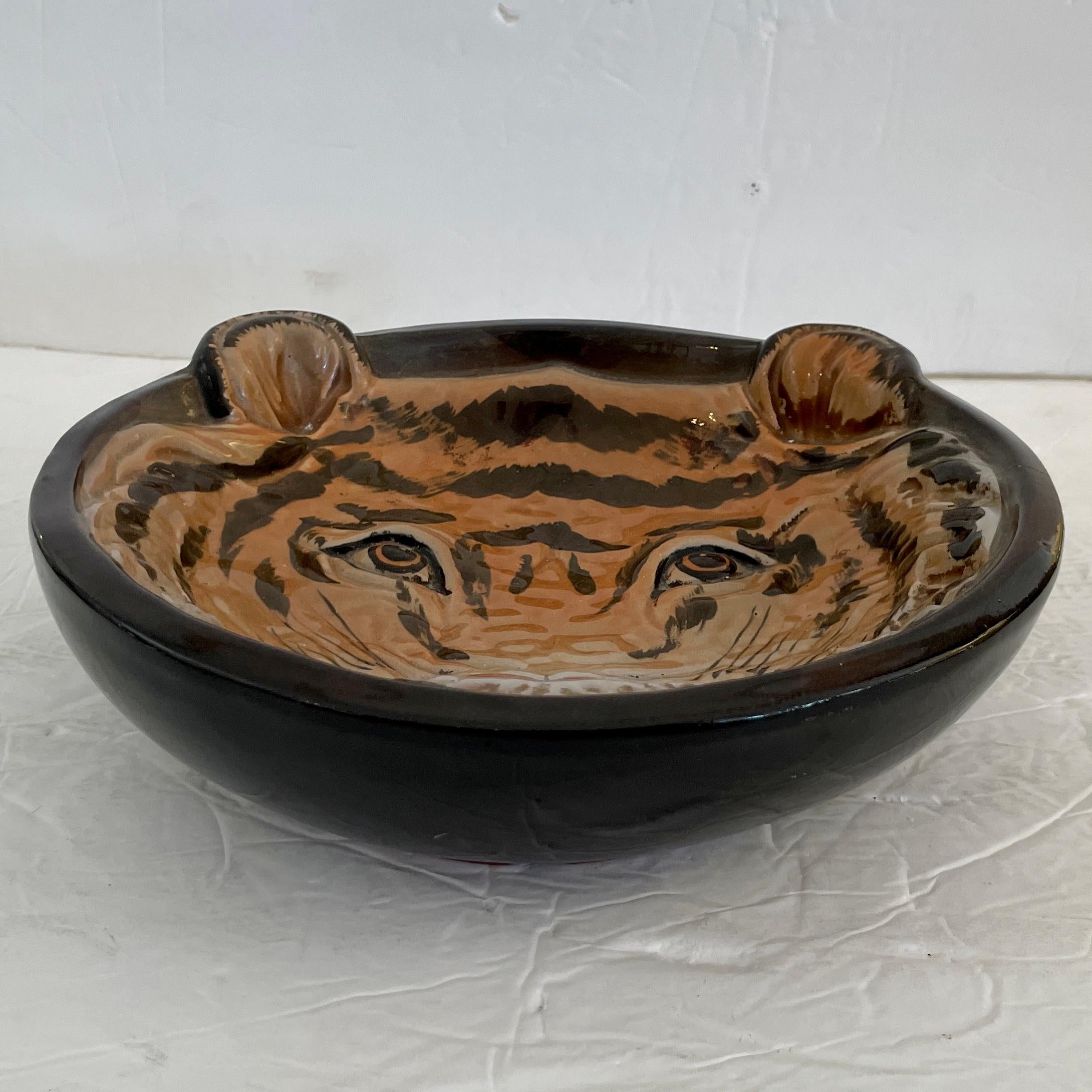 Modern Boho Chic Tiger Serving Bowl For Sale