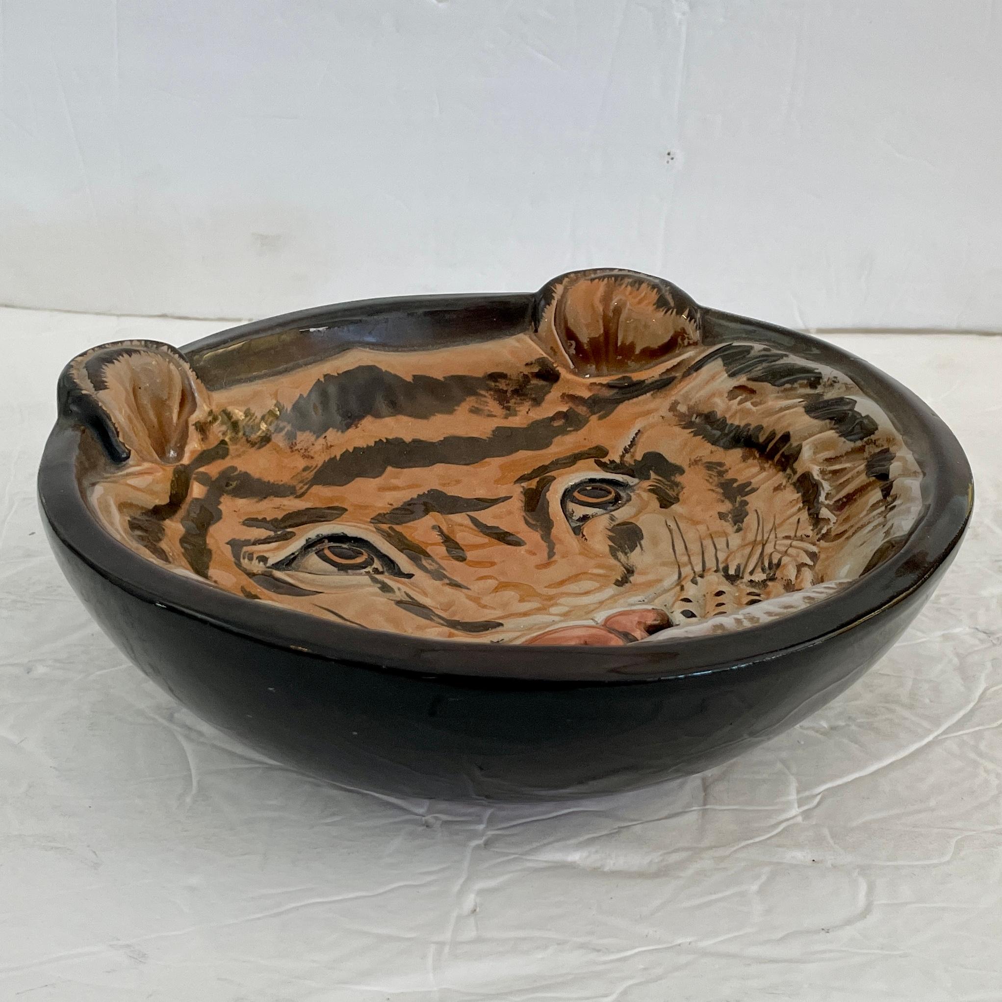 Italian Boho Chic Tiger Serving Bowl For Sale