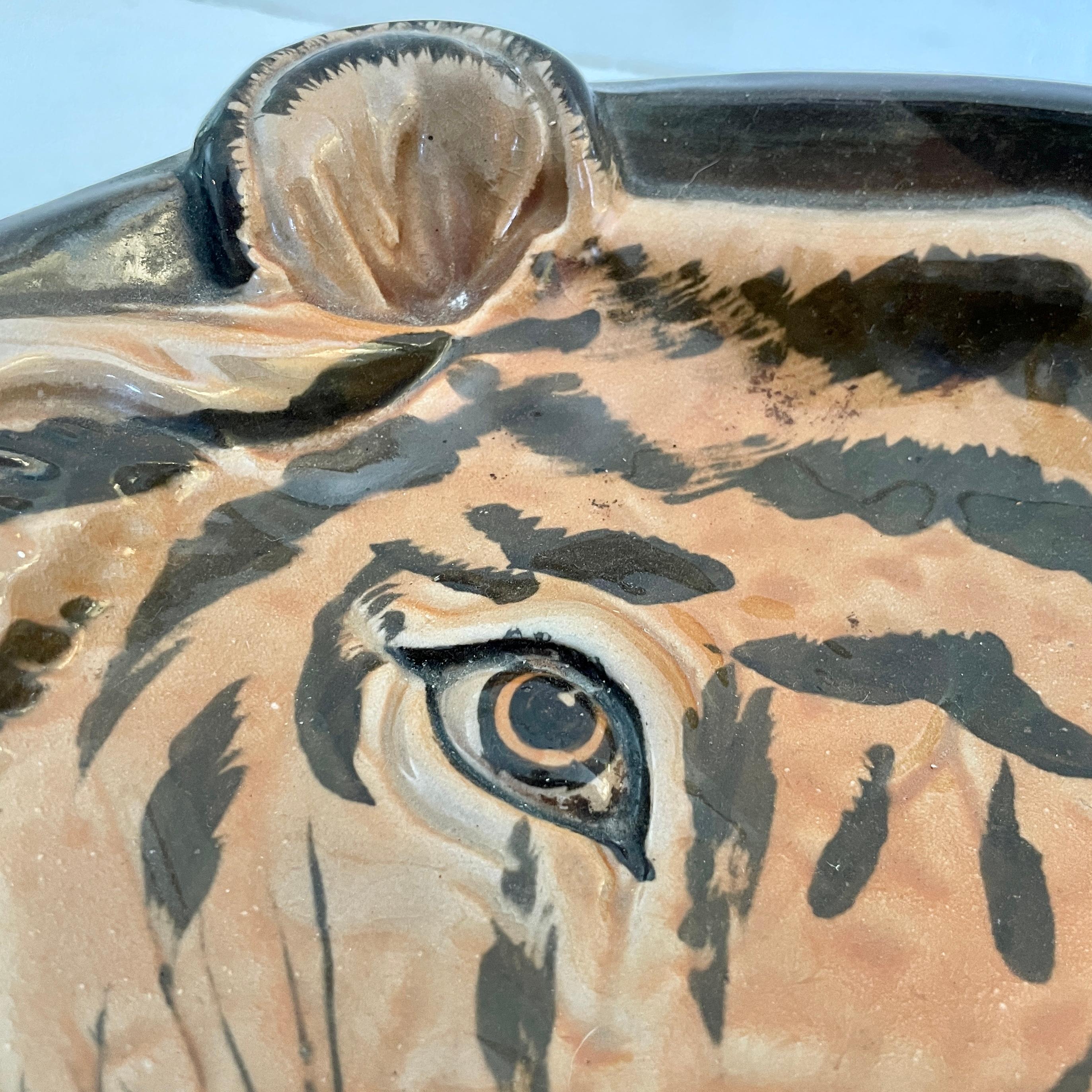 Boho Chic Tiger Serving Bowl In Good Condition For Sale In Los Angeles, CA