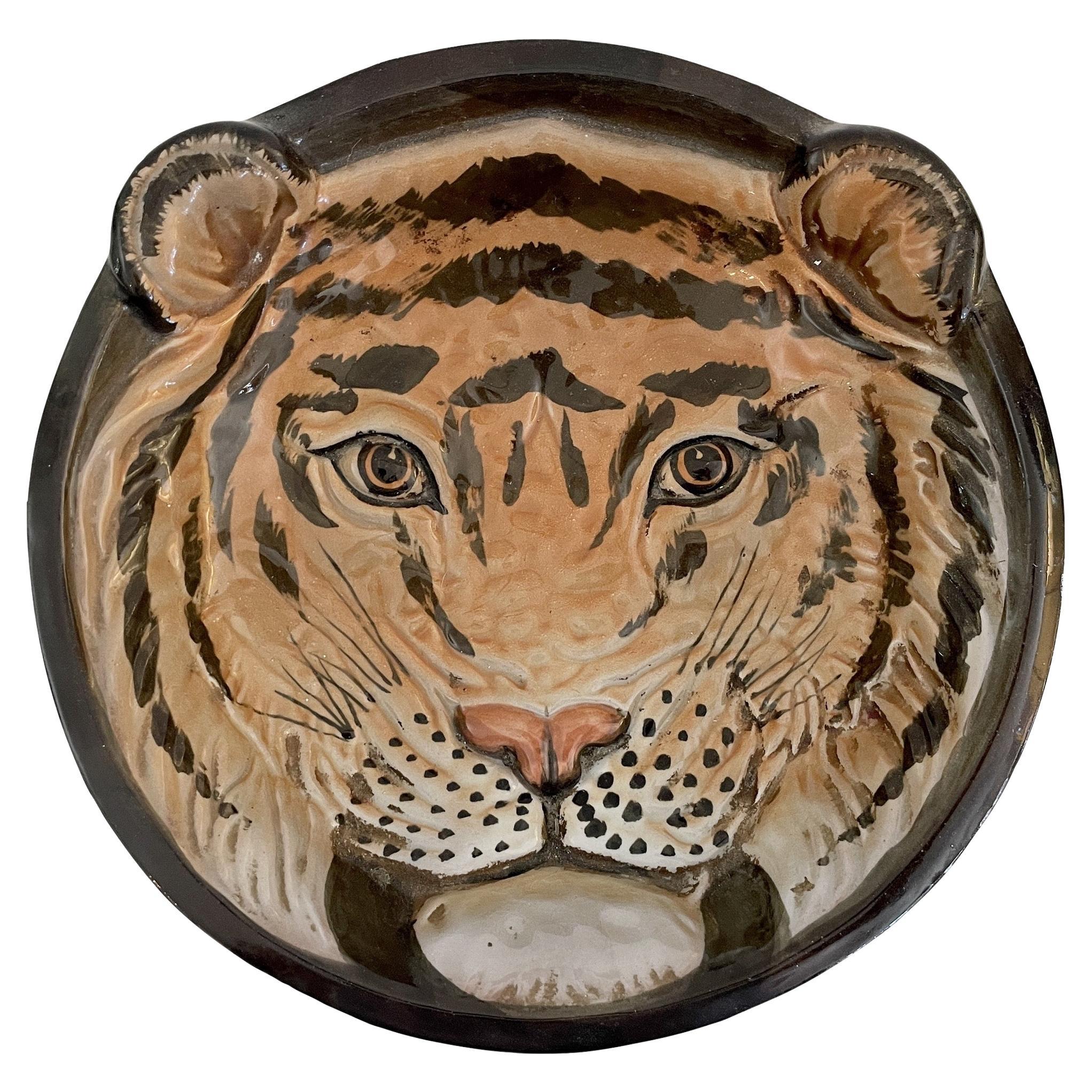 Boho Chic Tiger Serving Bowl For Sale