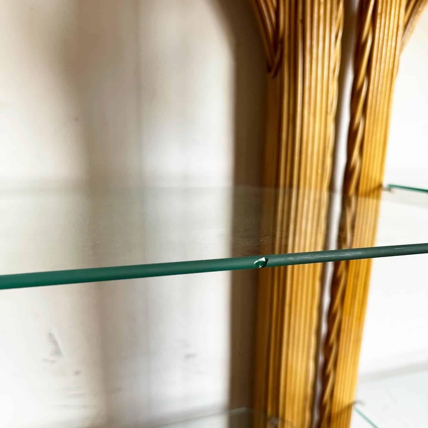 Indonesian Boho Chic Twisted Pencil Reed Etageres - a Pair For Sale