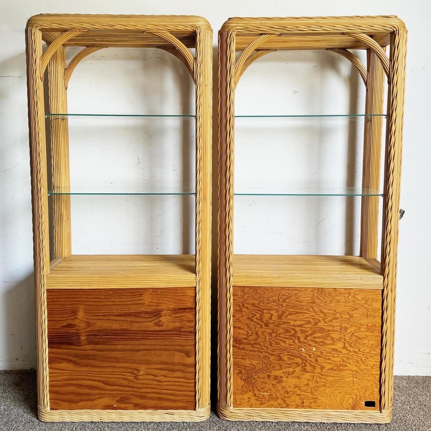 Boho Chic Twisted Pencil Reed Etageres - a Pair For Sale 2