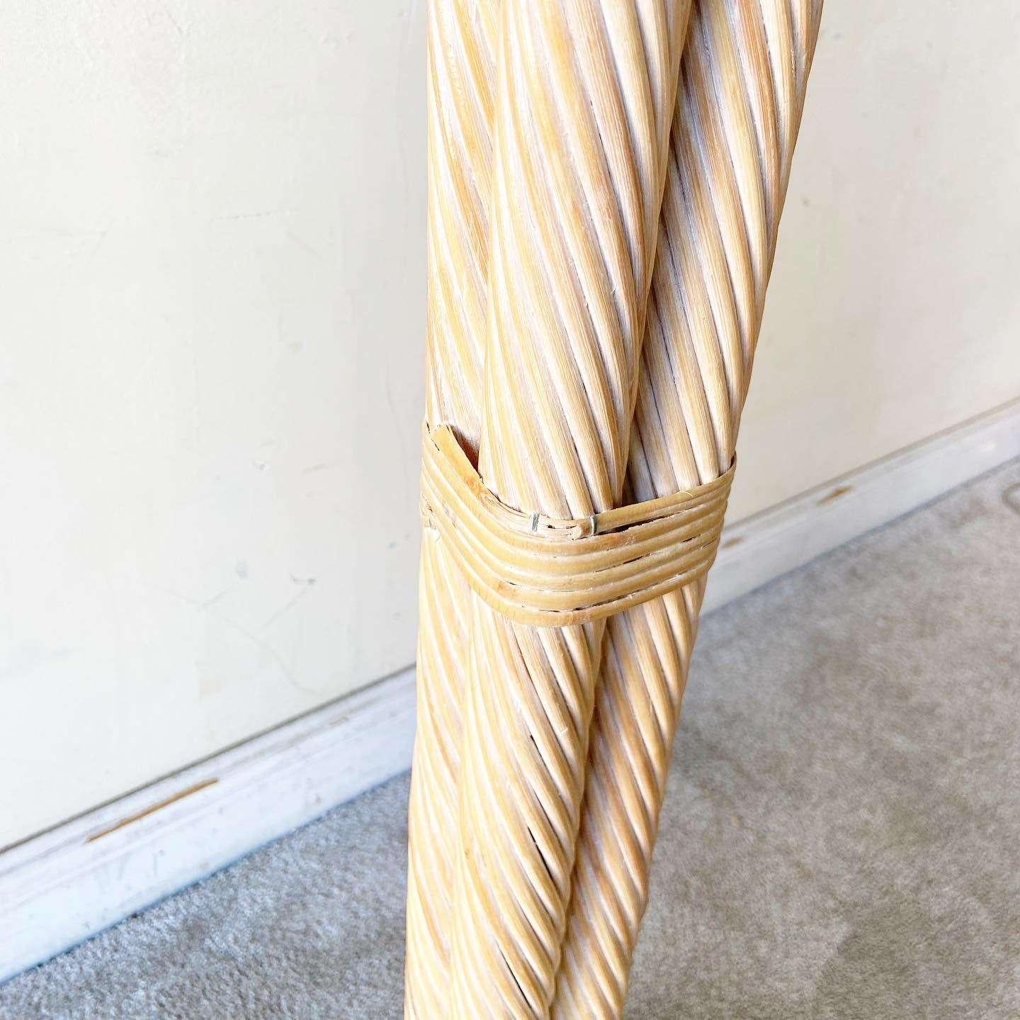 Boho Chic Twisted Pencil Reed Floor Lamp In Good Condition For Sale In Delray Beach, FL