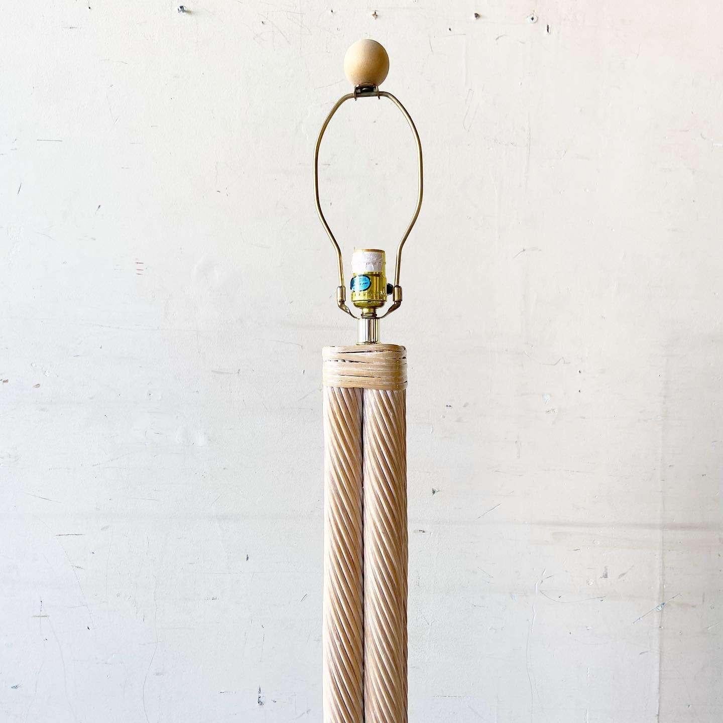 Boho Chic Twisted Pencil Reed Floor Lamp For Sale 1