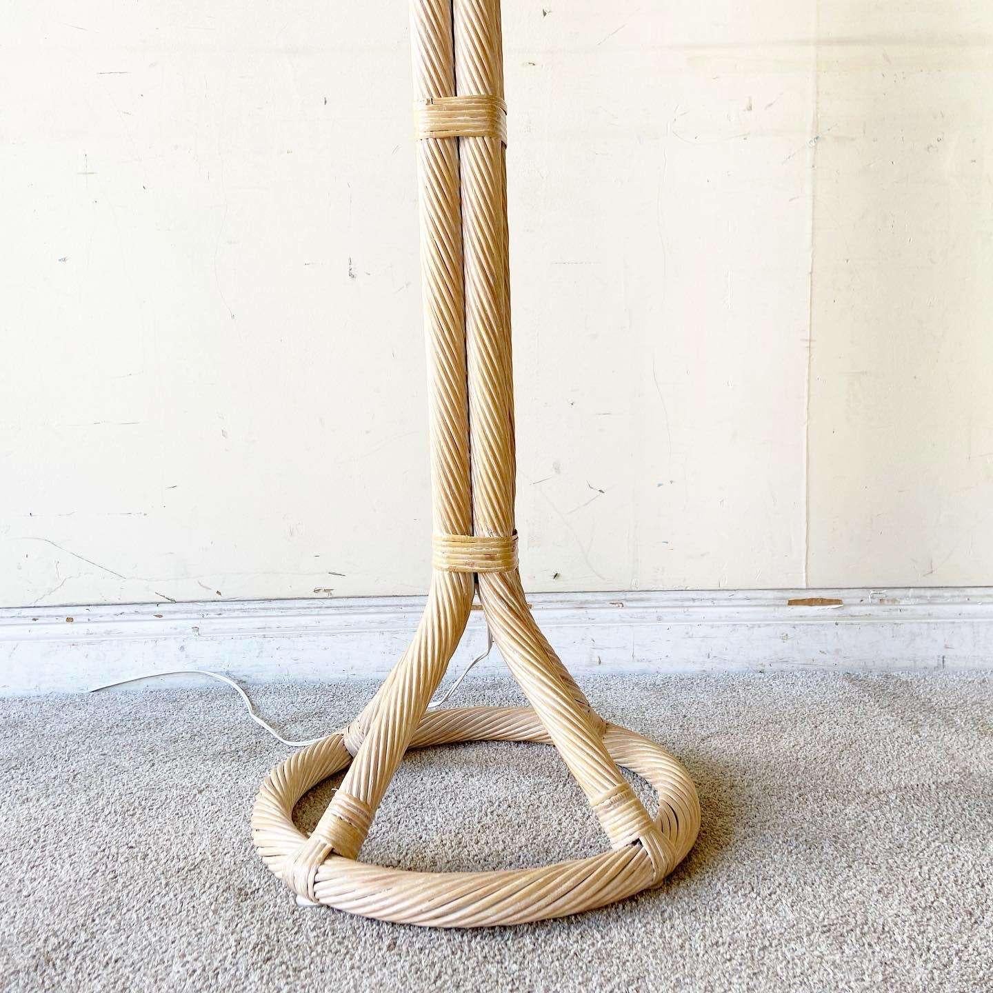 Boho Chic Twisted Pencil Reed Floor Lamp For Sale 2