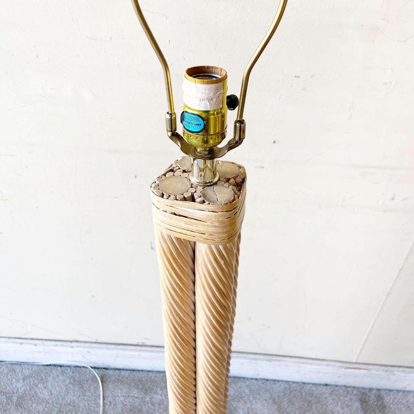 Boho Chic Twisted Pencil Reed Floor Lamp For Sale 4