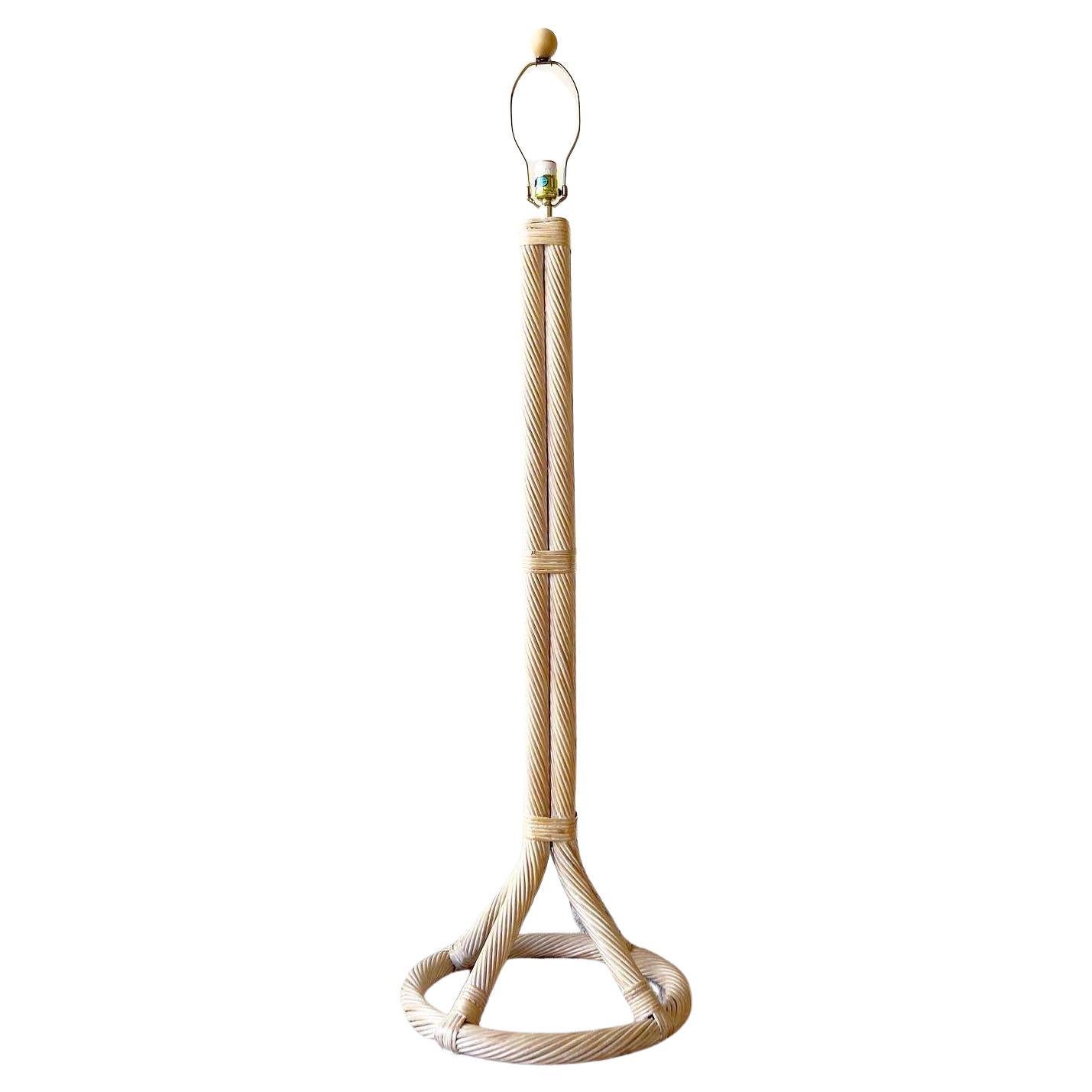 Boho Chic Twisted Pencil Reed Floor Lamp For Sale