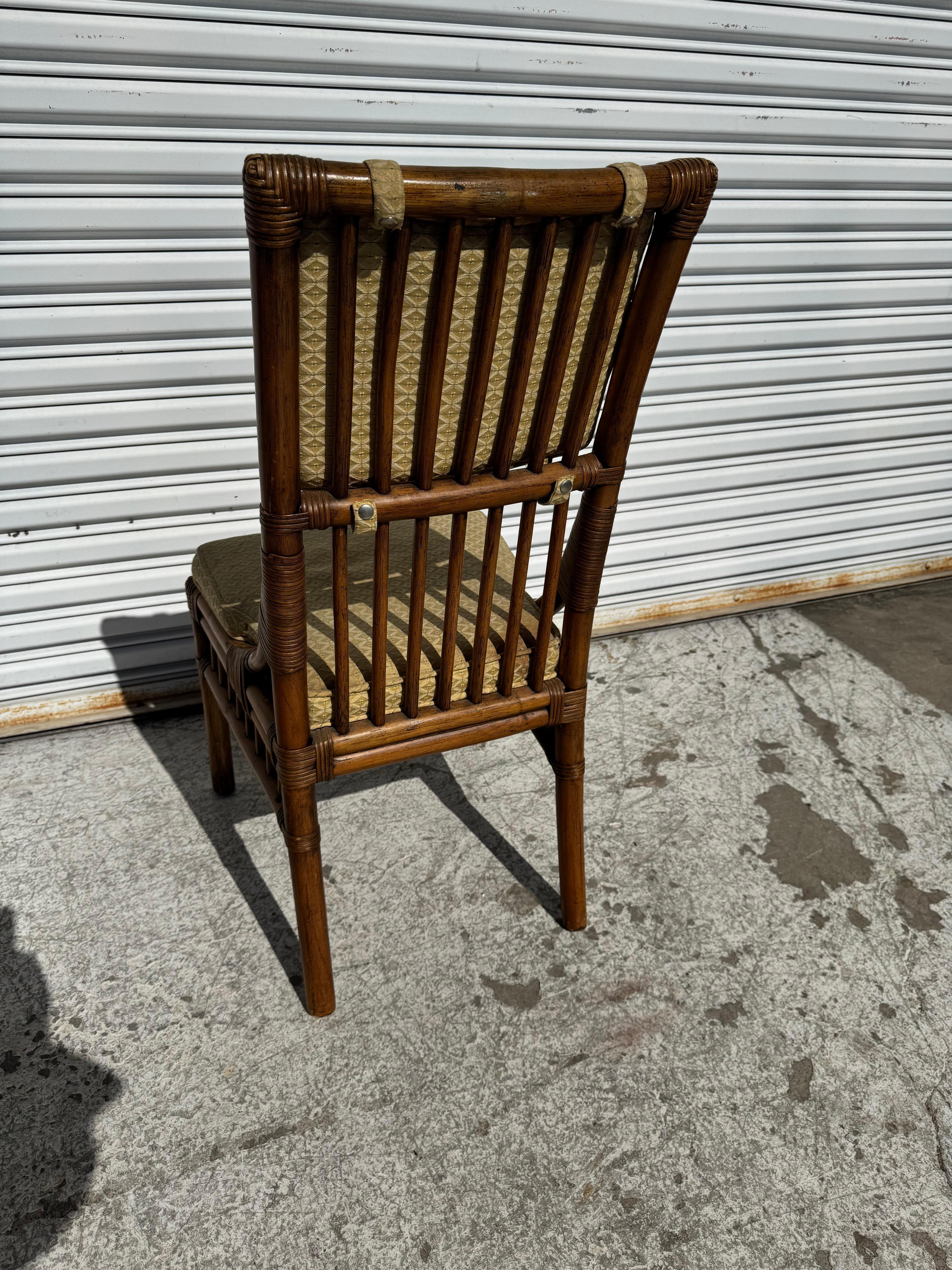 Regency Sedia laterale in bambù imbottita Boho Chic in vendita