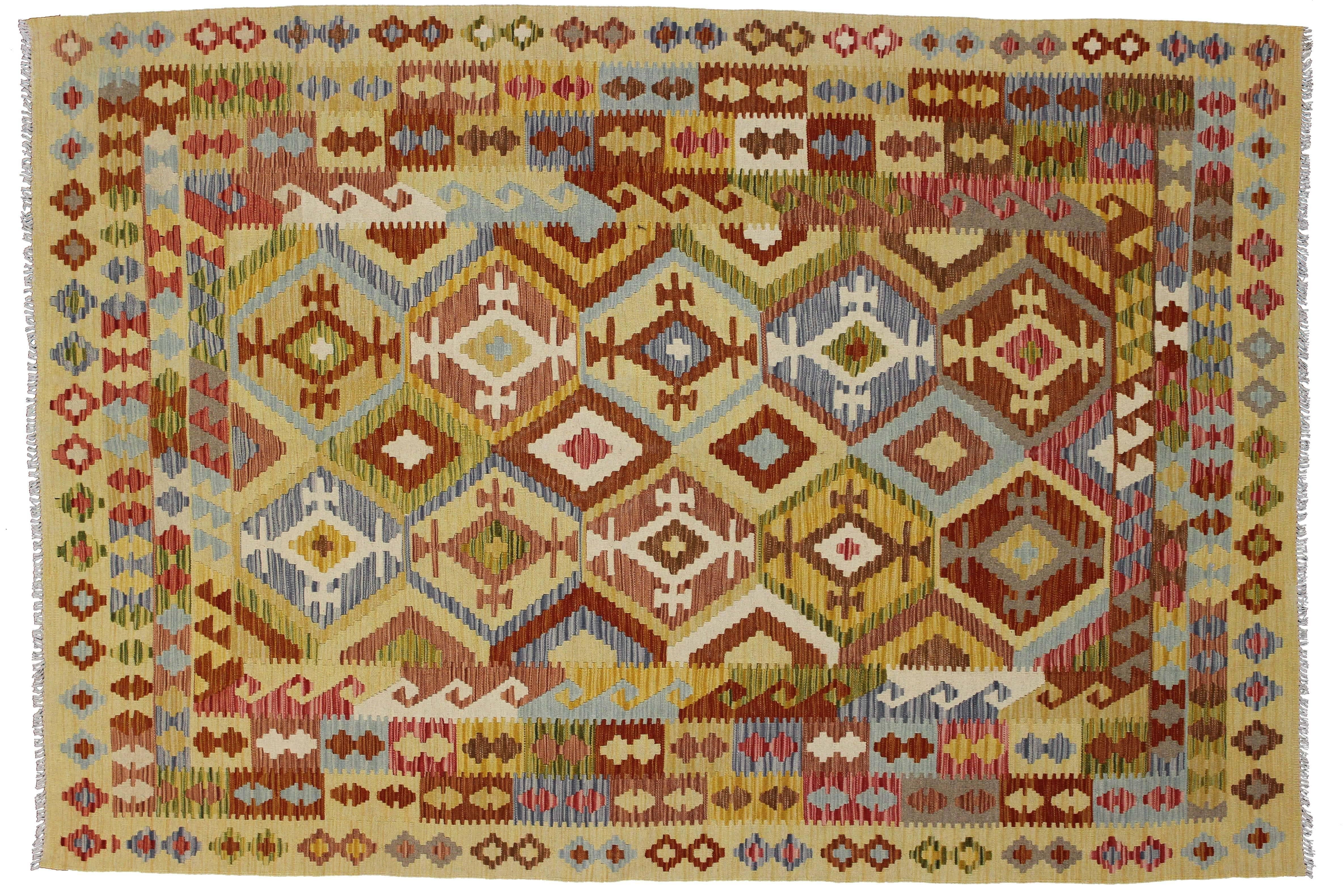 20th Century Vintage Afghan Kilim Rug with Southwestern Style For Sale