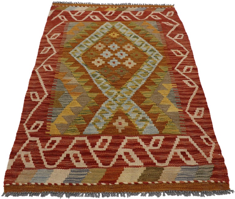 Vintage Afghani Shirvan Kilim Rug with Pacific Northwest Tribal Style ...