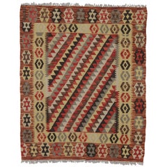 Boho Chic Vintage Afghani Shirvan Kilim Rug with Tribal Style