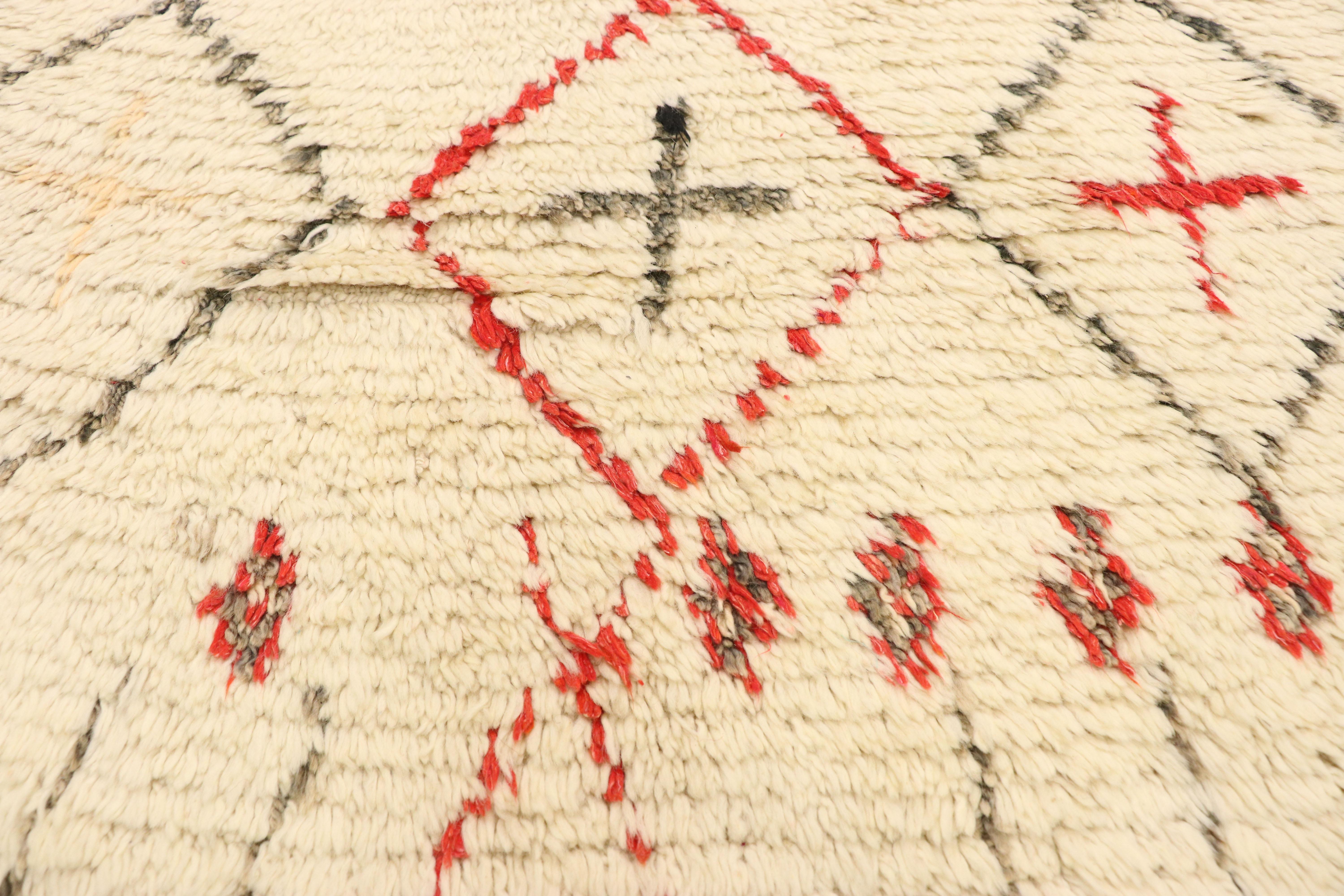 Hand-Knotted Vintage Berber Moroccan Azilal Runner with Boho Chic Tribal Style For Sale