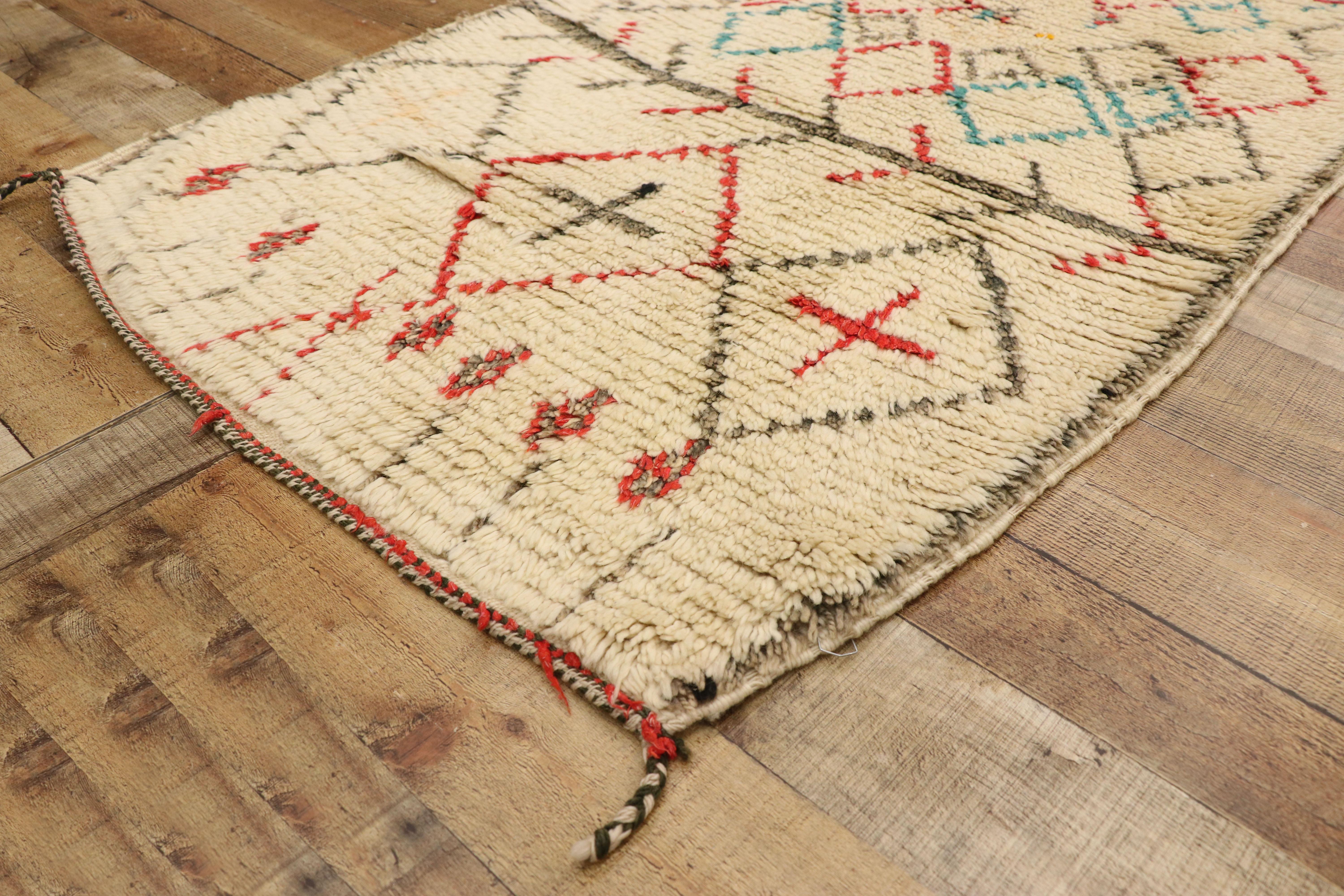 20th Century Vintage Berber Moroccan Azilal Runner with Boho Chic Tribal Style For Sale