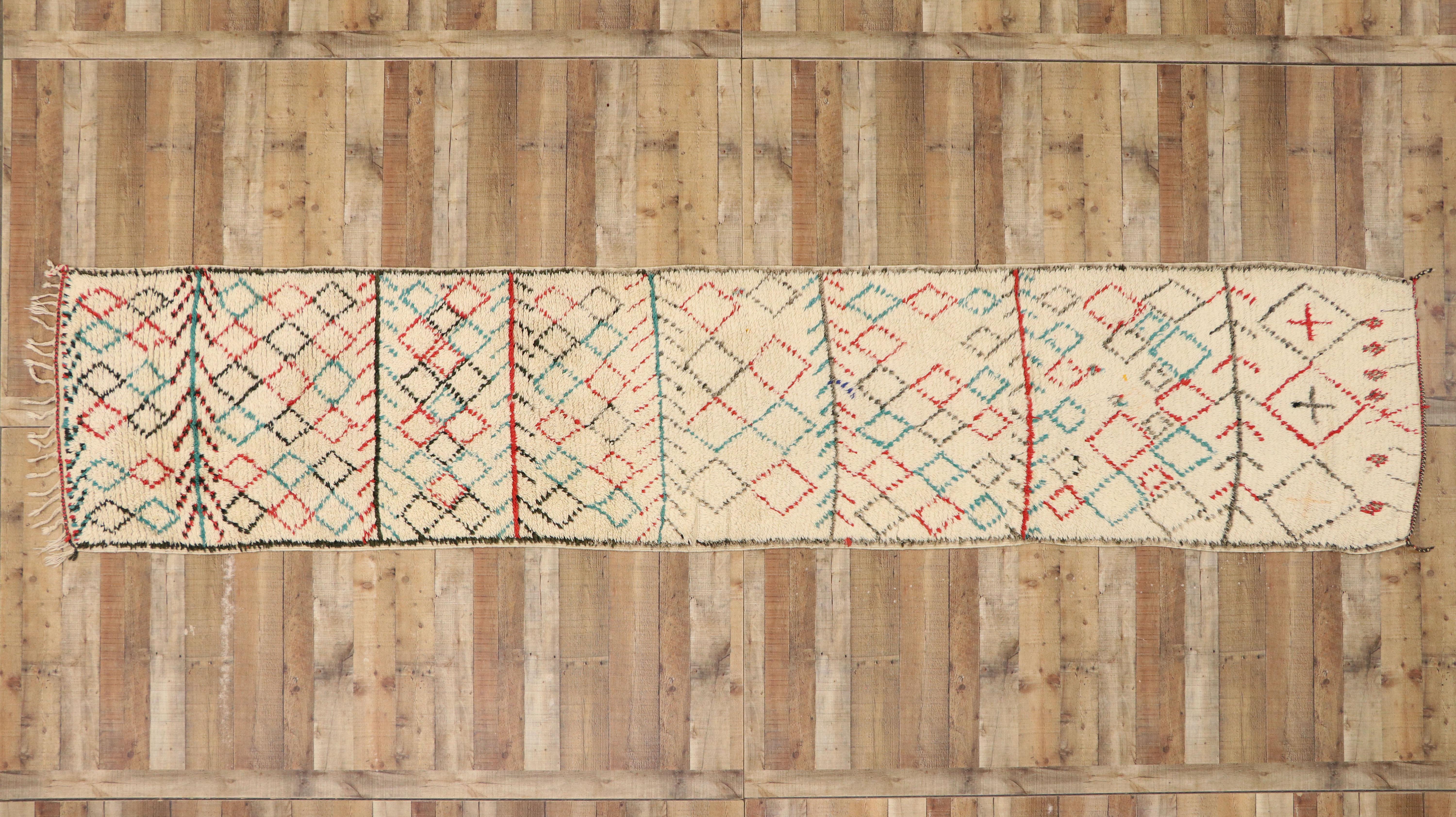 Lana Runner Azilal marocchino berbero vintage con stile tribale boho chic in vendita