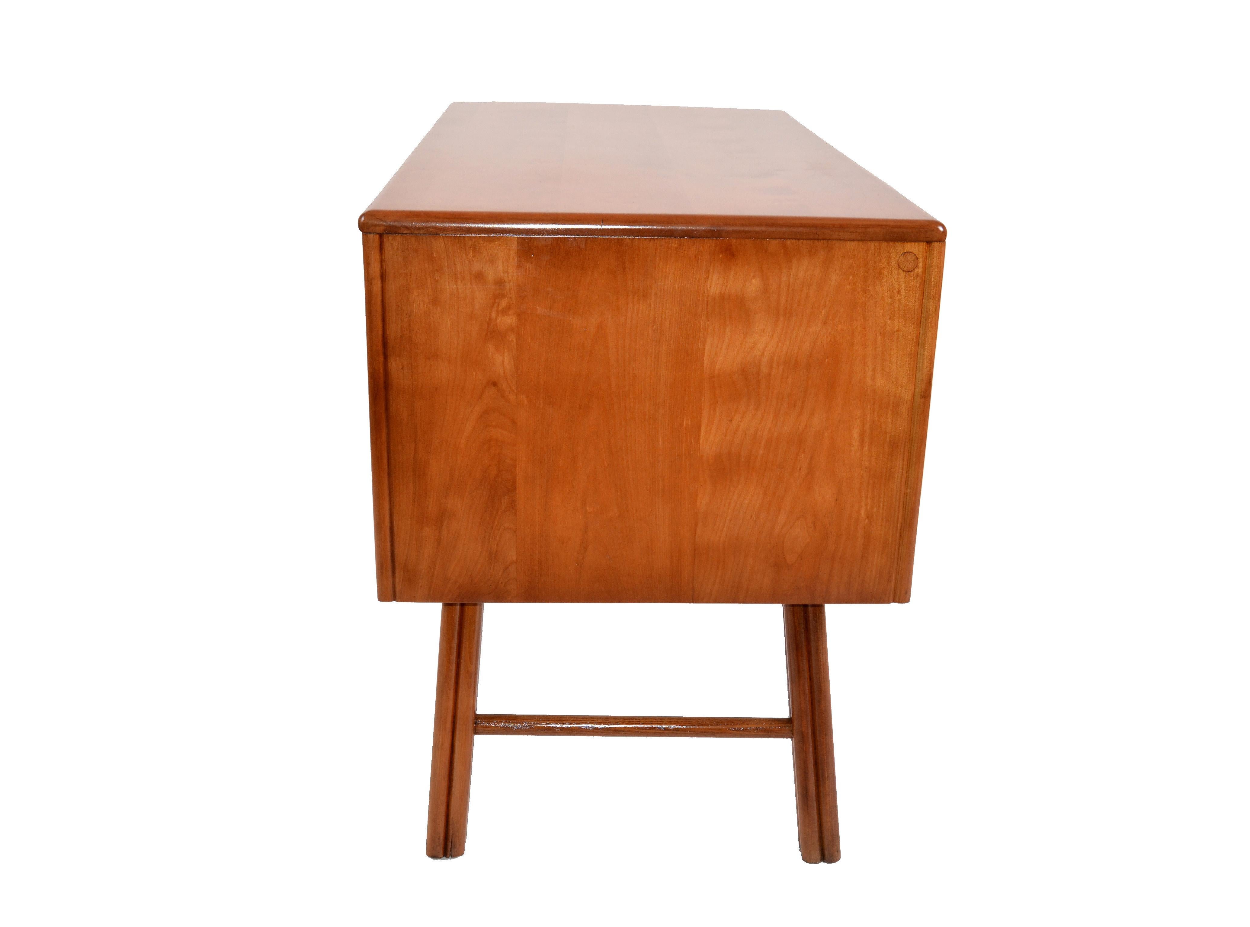 American Boho Chic Vintage Handcrafted Bamboo Desk, Writing Desk with Two Drawers, 1970s