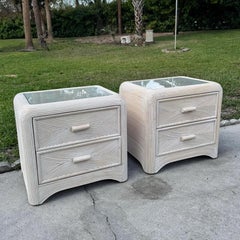 Boho Chic Waterfall Pencil Reed Nightstands - A Pair